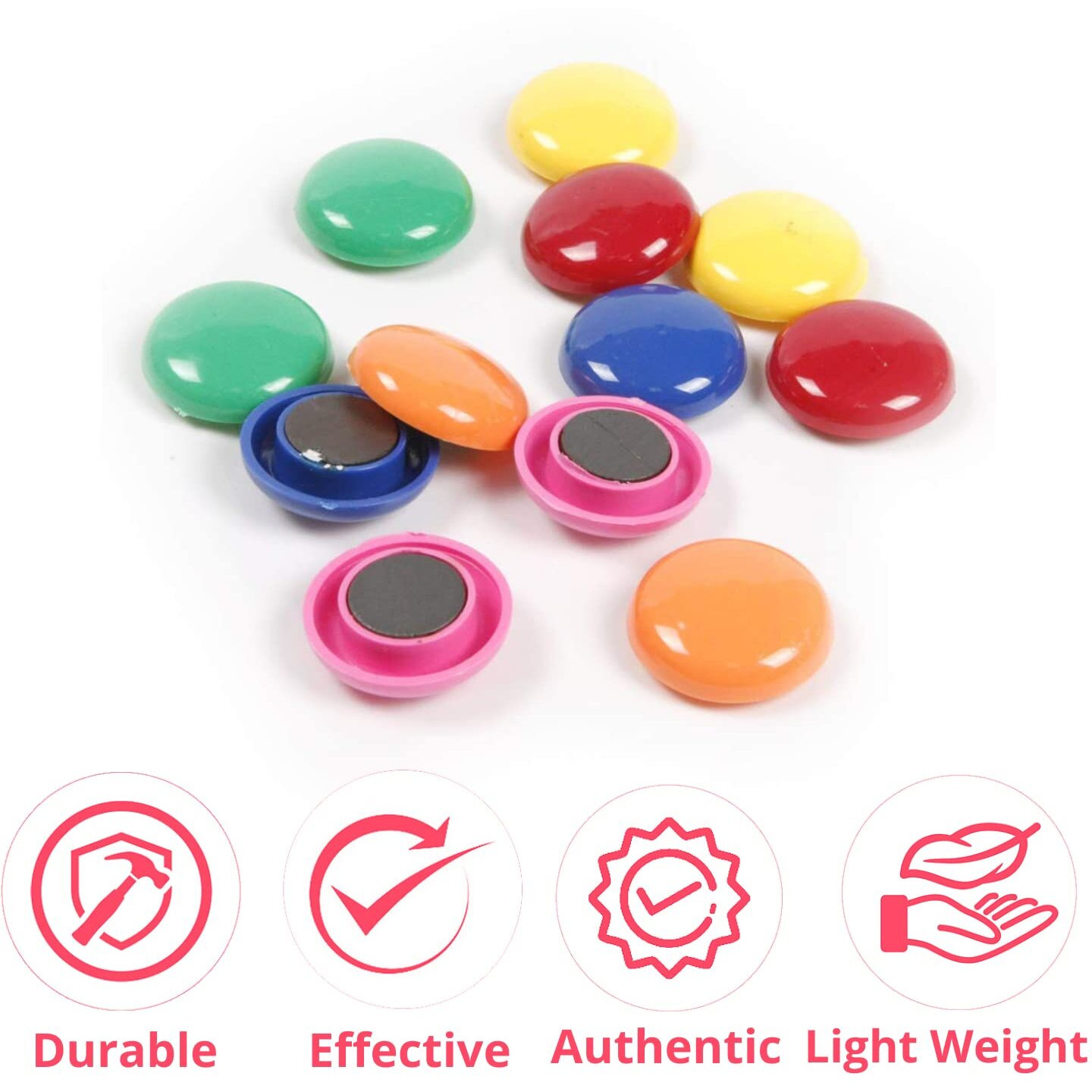Eduway (Set Of 20) Colourful Magnet Buttons For Fridge, Magnetic Whiteboard | Stick Notes, Photos, Charts And More | Eduway Premium Accessories