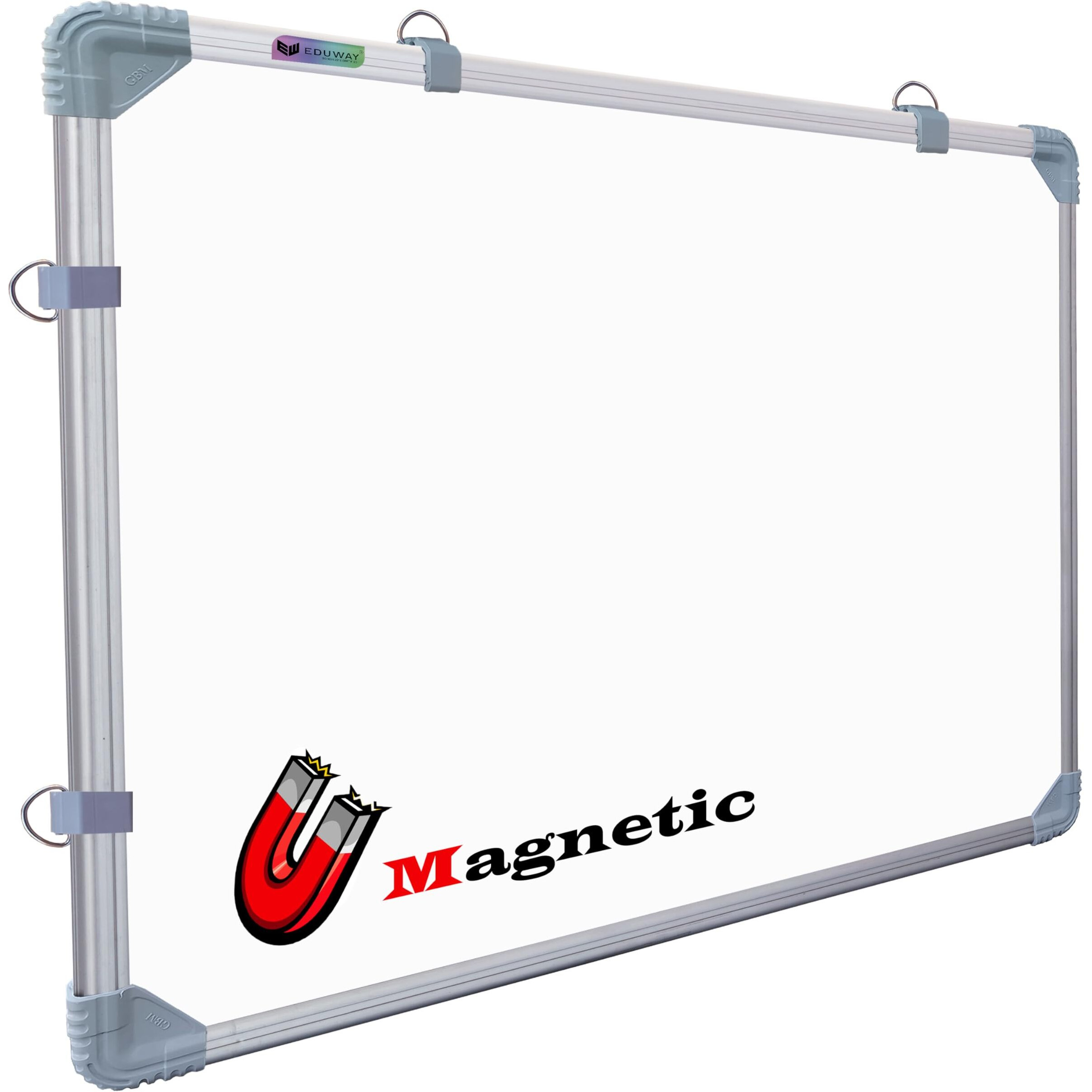 Eduway (Magnetic) 2X3 Feet Whiteboard | Ideal Use For Home, Office, Kids With Sliding Hanging Clips, Robust Aluminum Frame And Smooth Melamine Surface (91.44X60.96 Cms)