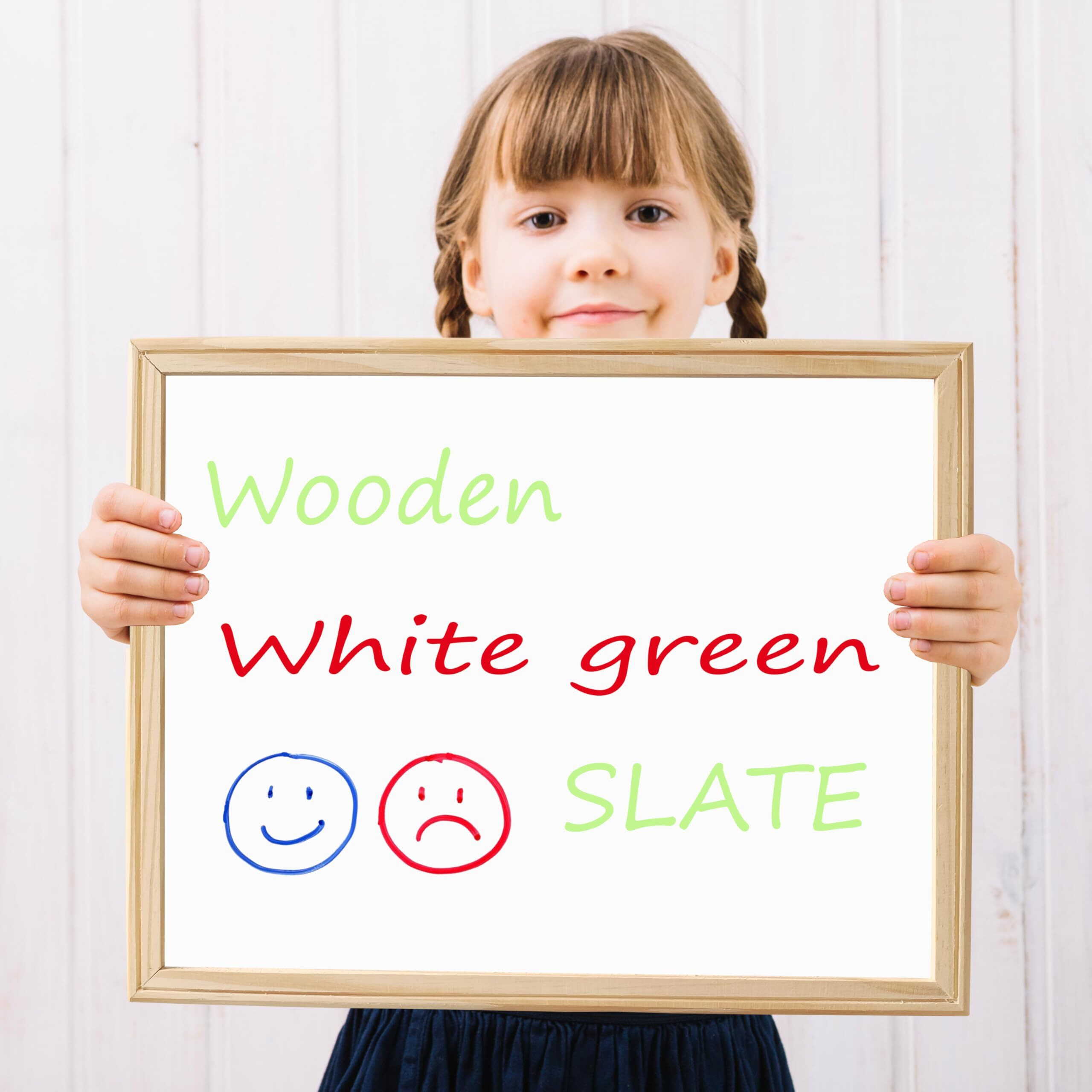 Eduway 15X12 Inch 2-In-1 Multipurpose Wooden Double-Sided Slate (White Board & Chalk Board) | White Side For Marker & Green Side For Chalk | With 1 Marker | Writing Board Slate For Kids & Restaurants