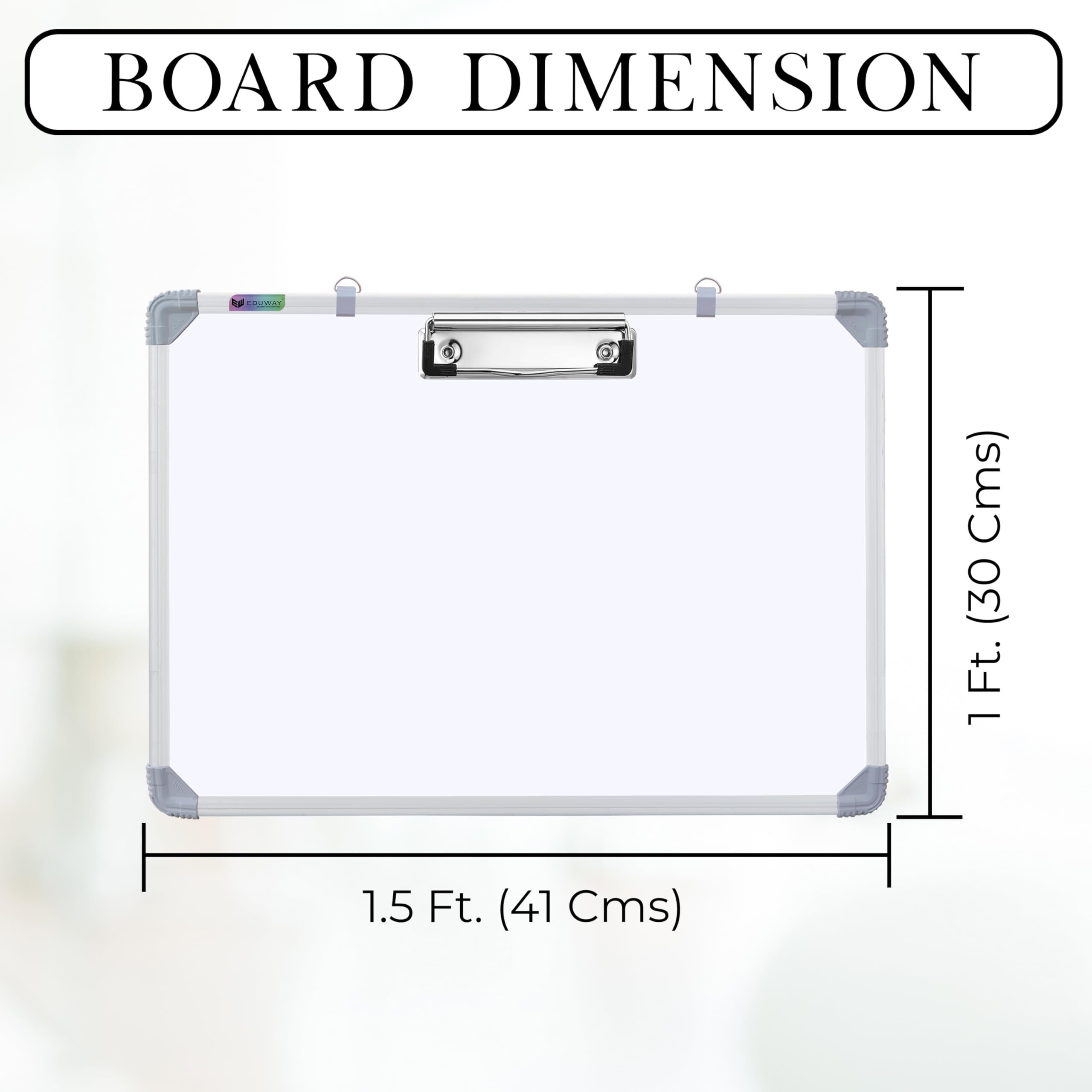 Eduway Magnetic Dry Erase 1X1.5 Feet White Board With Stand | Standing Whiteboard | Table Top With Paper Clip For Study, Learning Etc. With 1 Cap-Duster Marker - 11X17 Inches