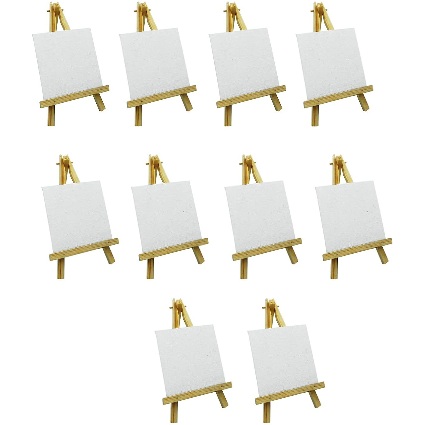 Eduway 6 Inch Mini Wooden Display Easel Tripod Stand For/Sketch Accessories/Natural Craft/Art/Painting/Mini Canvas/Photo Frame/Business Card/Display With 4X4 Inch Canvas-(20 Pcs)