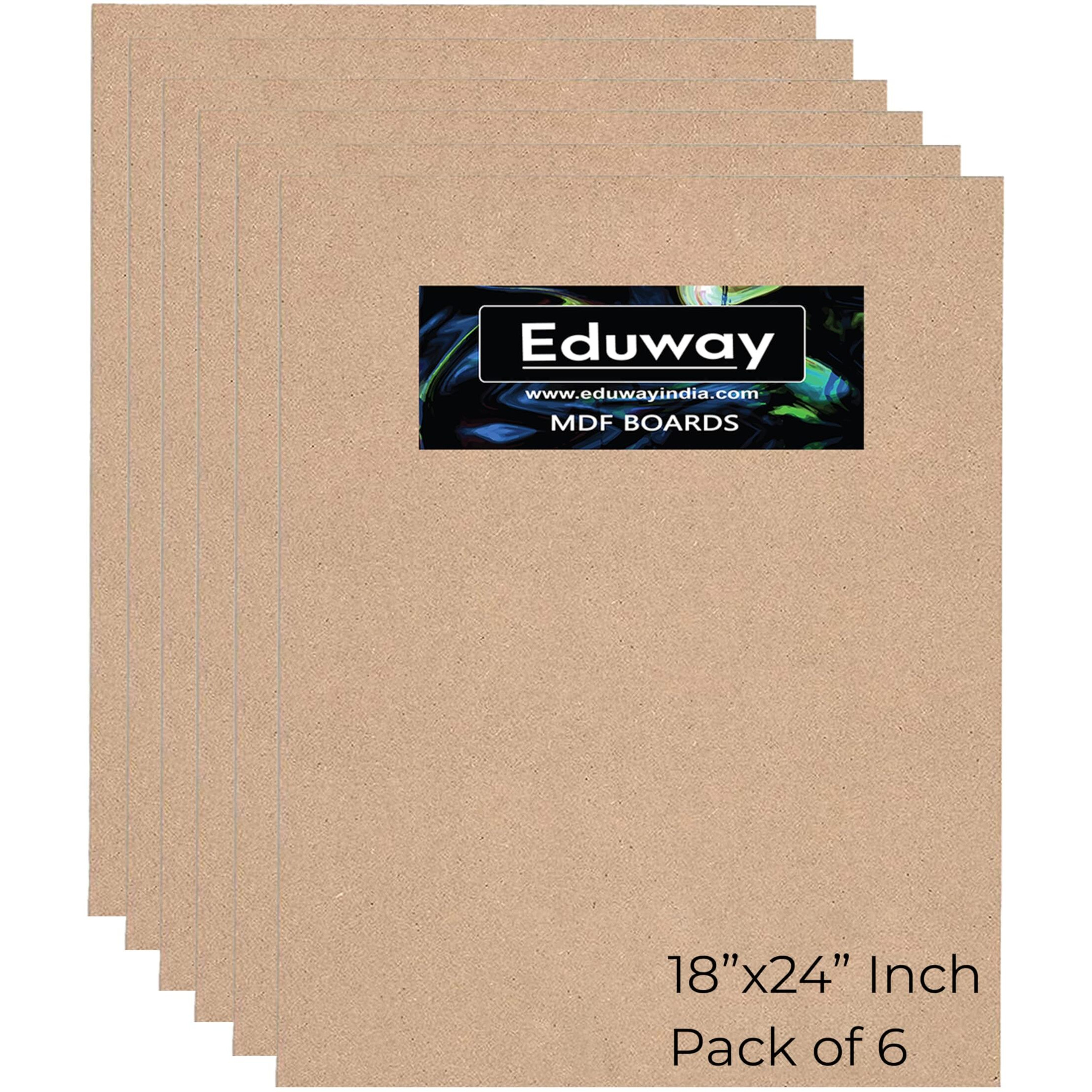 Eduway A2 18X24 Inch Mdf Board Wood Sheet For Mandala, Lippan, Resin Art & Craft, 4Mm Thick, Pack Of 6 - Premium Cardboard Material For Art , Artists And Craft Students - Hard Cutout In Small And Large Sizes (45X60 Cms).
