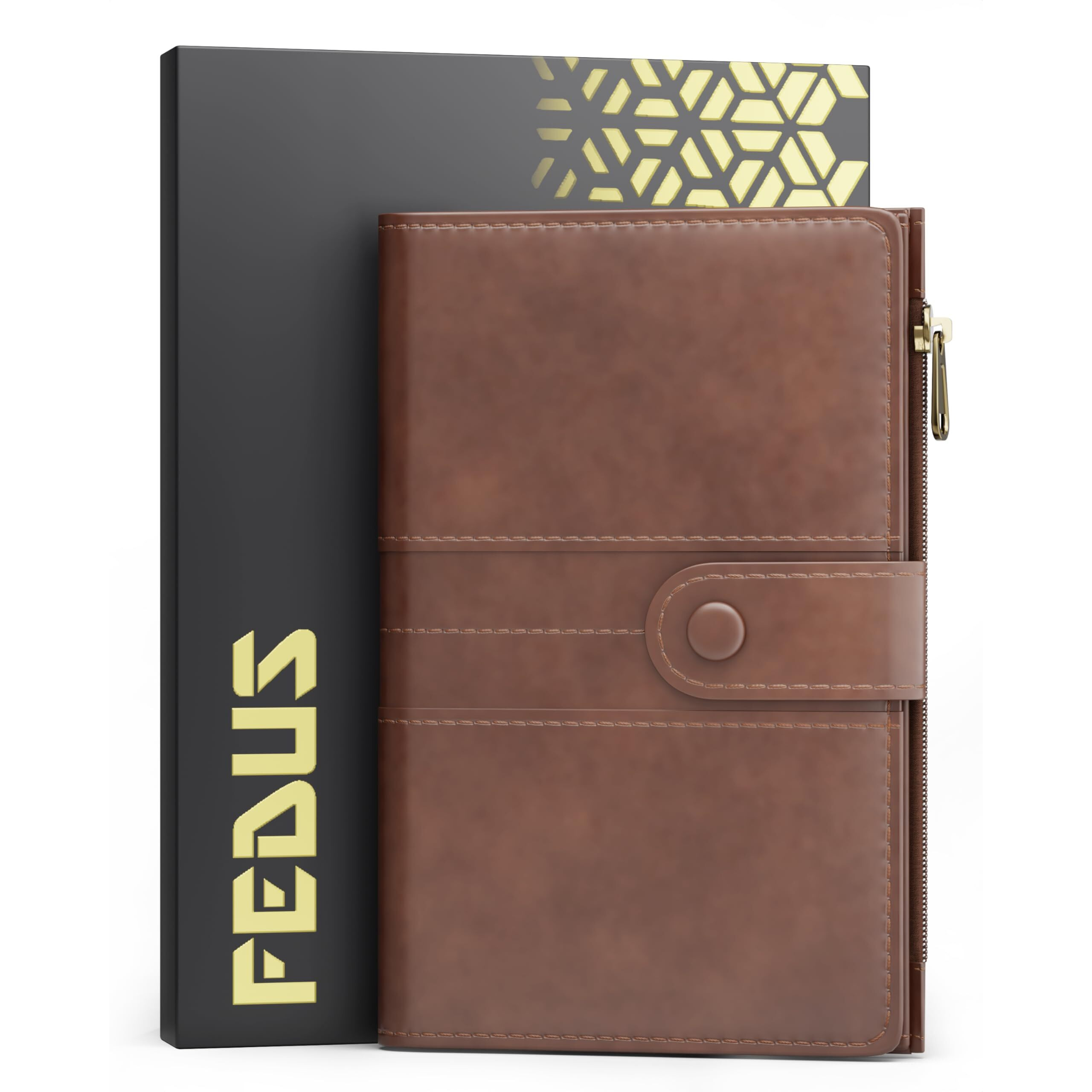 Fedus Brown, Faux Leather Passport Holder For Men, Passport Holder For Women's Passport Cover Case Wallet, Boarding Pass Slots Rfid Protected Travel Accessories Organiser