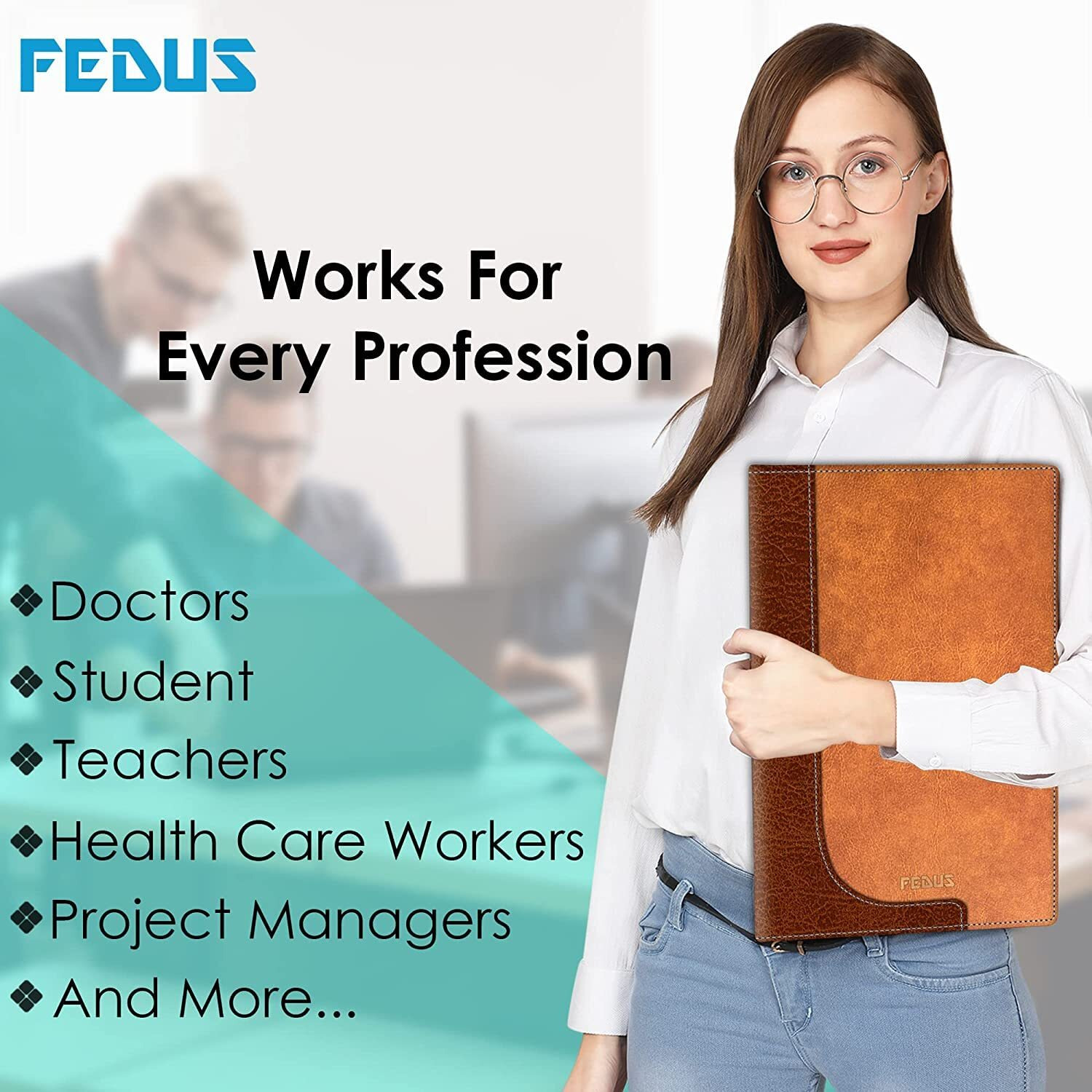 Fedus Document File Folder For Certificates, Leatherette Multipurpose Professional Folder File For Documents, Documents Holder, Document Bag, Portfolio, Executive File With 20 Leafs For Men And Women