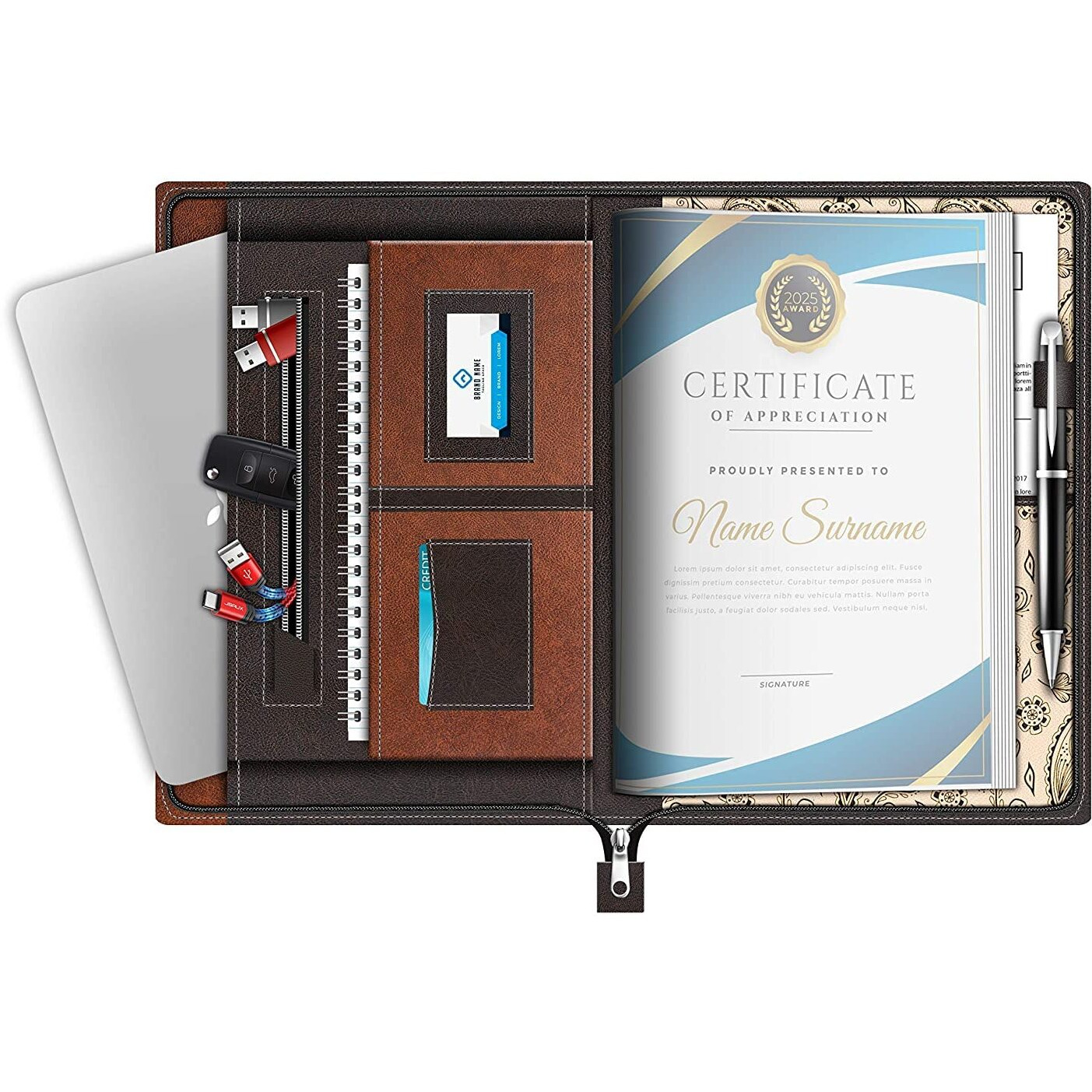 Fedus 30 Leafs Multipurpose Leatherette Professional File Folders For Certificates,Documents Holder, Document Bag,Portfolio, Executive File A4 Size Documents Holder With 30 Leafs For Men And Women