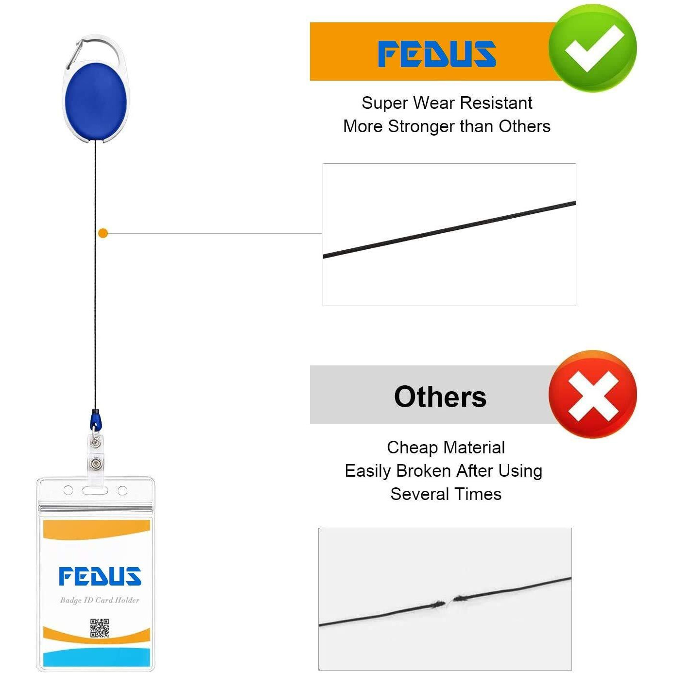 Fedus I.D. Card Retractable Holder Badge Yo Yo Clip + Card Holder Pack 1