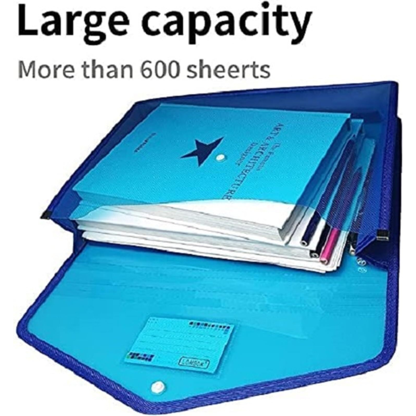 Fedus Document Holder Envelope Folder,File Storage Bag With Snap Button Transparent Plastic File For A4 Paper Documents File Holder/Document Folder For Certificates Legal Documents Organizers,Pack 1 Blue