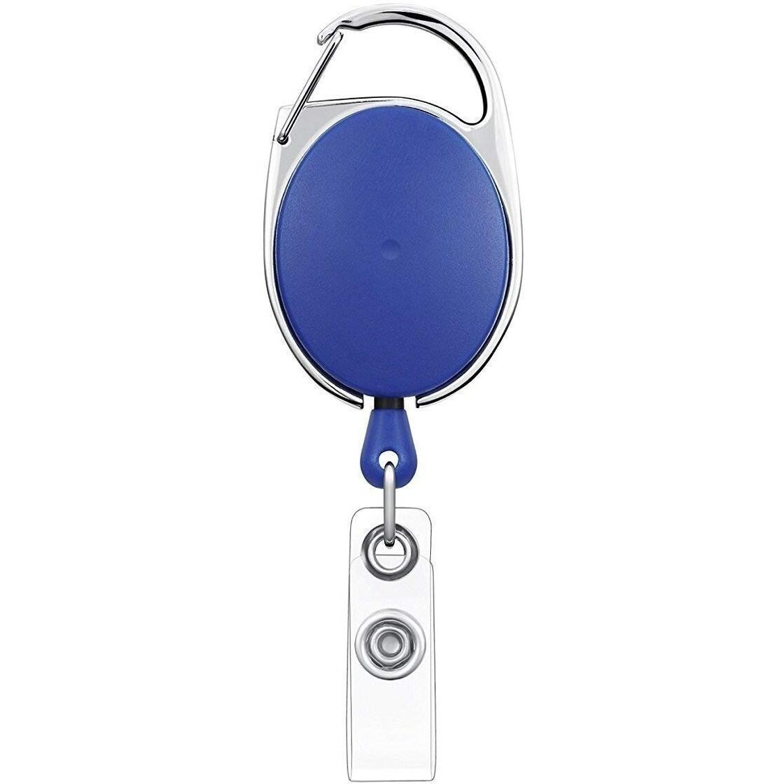 Fedus 1Pcs Id Badge Card Holder Oval Pulley Retractable Reel Blue