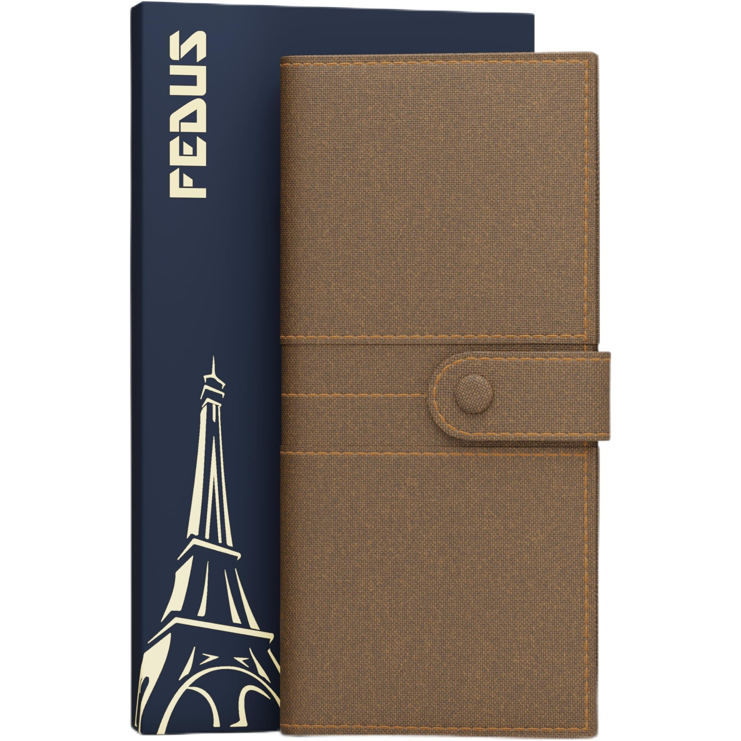 Fedus Leather Premium Long Currency Holder,Passport Holder For Unisex, Wallet With Card Holder,Id Card,Ticket,Currency,Boarding Pass Slots Rfid Protected Travel Accessories Organiser,Brown