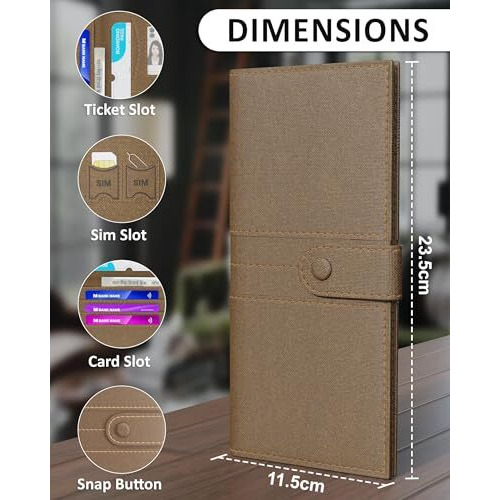 Fedus Leather Premium Long Currency Holder,Passport Holder For Unisex, Wallet With Card Holder,Id Card,Ticket,Currency,Boarding Pass Slots Rfid Protected Travel Accessories Organiser,Brown