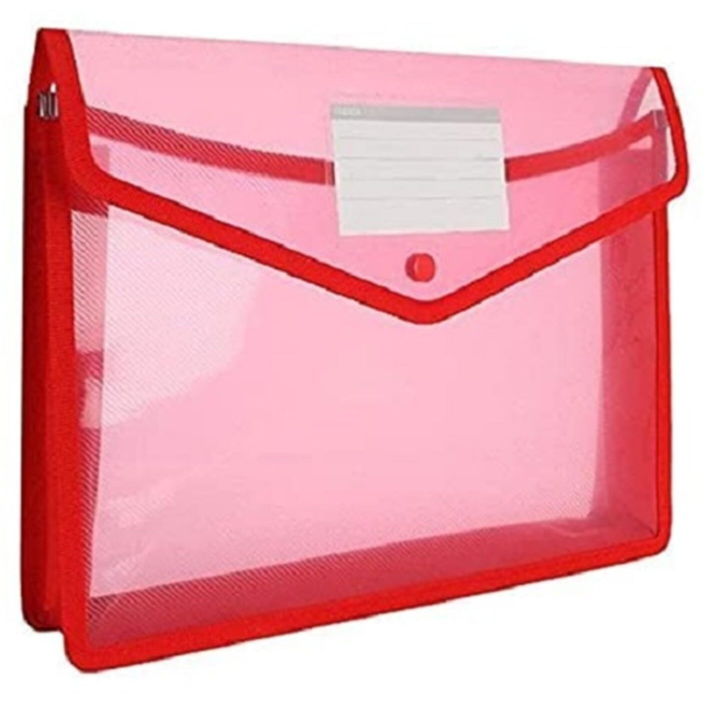 Fedus Document Holder Envelope Folder,File Storage Bag With Snap Button Transparent Plastic File For Documents File Holder/Document Folder For Certificates Legal Documents Organizers,Pack 3 Red