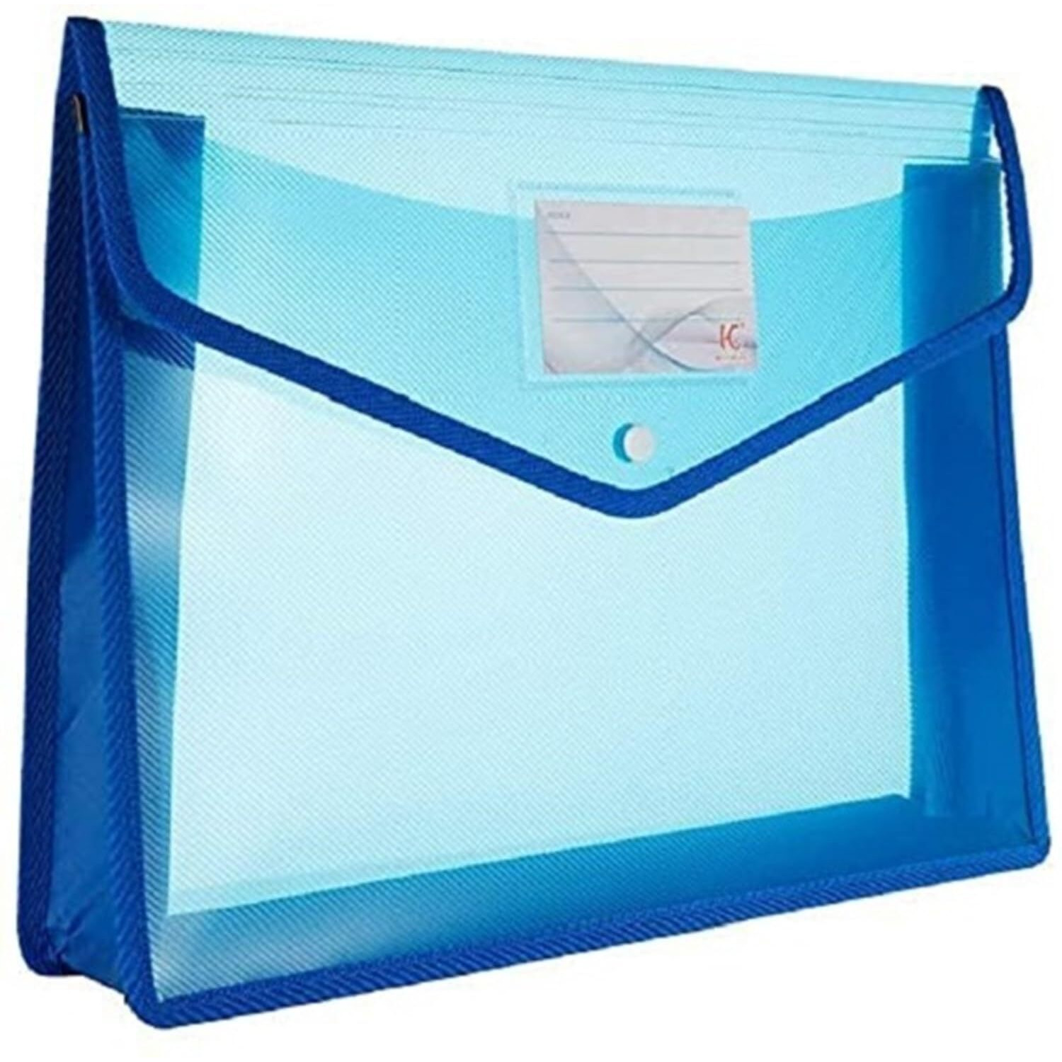 Fedus Document Holder Envelope Folder,File Storage Bag With Snap Button Transparent Plastic File For A4 Paper Documents File Holder/Document Folder For Certificates Legal Documents Organizers,Pack 6 Blue