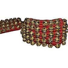 Uapan Brass Ghungroo Anklets Bells Dance With Cushion Pads (50+50_5 Line Pad, Red, Pair) For Women