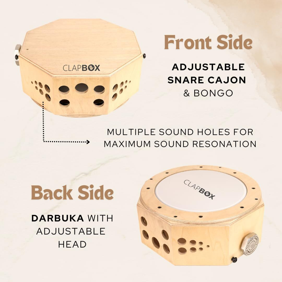 Clapbox Cajembe Travel Cajon (3 Instruments In - Rubber Wood With Carry Bag