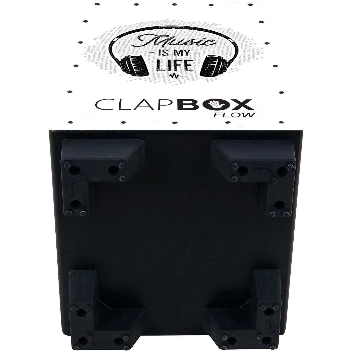 Clapbox Flow Graphic Cajon- Walnut Wood (H50 W30 L30) - 3 Internal Snares, Black (Disco) (Music Is My Life)