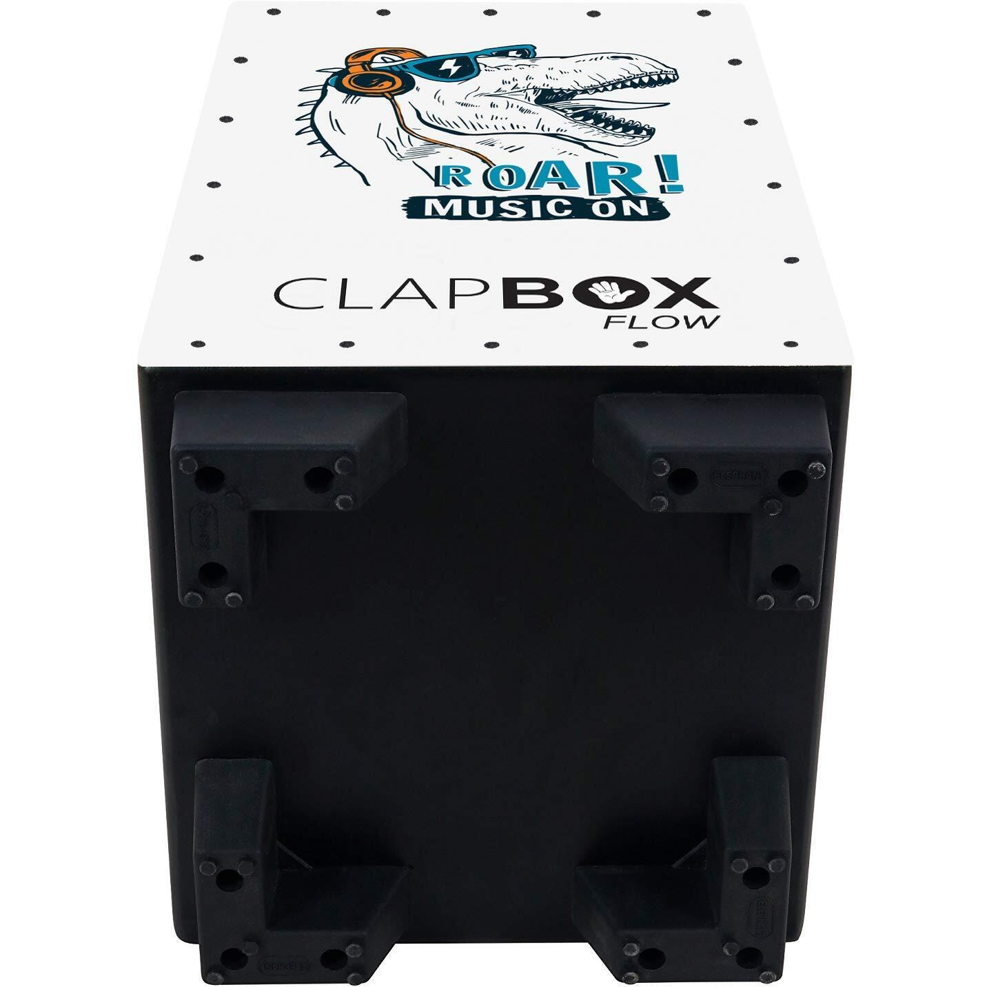 Clapbox Flow Graphic Cajon- Walnut Wood (H50 W30 L30) - 3 Internal Snares, Black (Disco) (Dino)