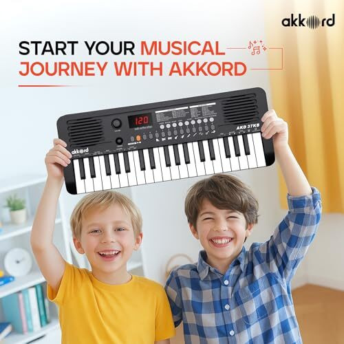 Akkord 37 Keys Music Keyboard  Black Edition | Midi Usb-C, Touch Response, 200 Rhythms, Tones & 40 Demos, Led Display, Portable Beginner Piano Compatible With Garageband.