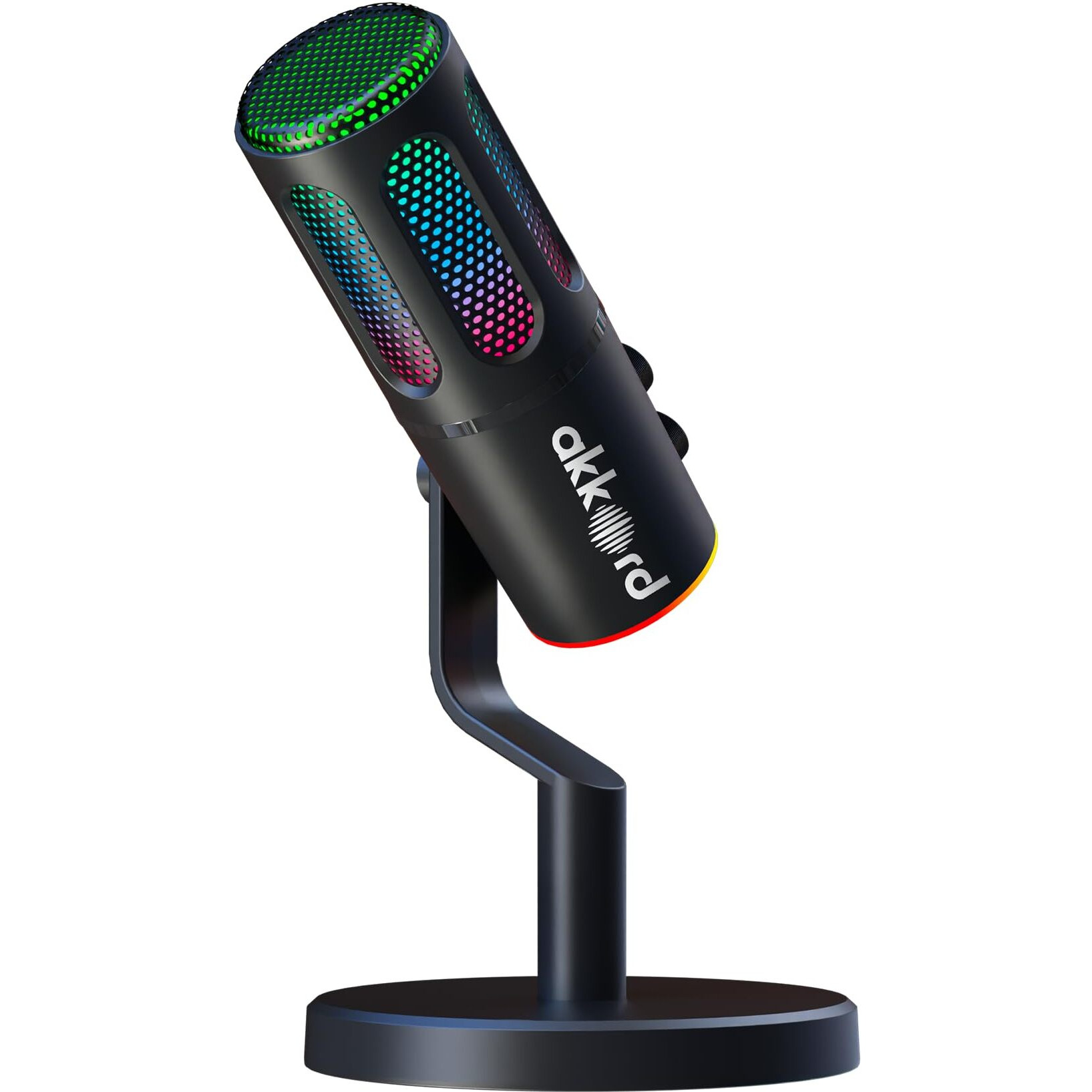 Akkord Usb Condenser Microphone With Rgb Lights, Real-Time Monitoring, Noise Cancellation, Plug & Play Usb-C Mic For Pc, Mac, Android, Ipad  Ideal For Podcasting, Gaming & Streaming