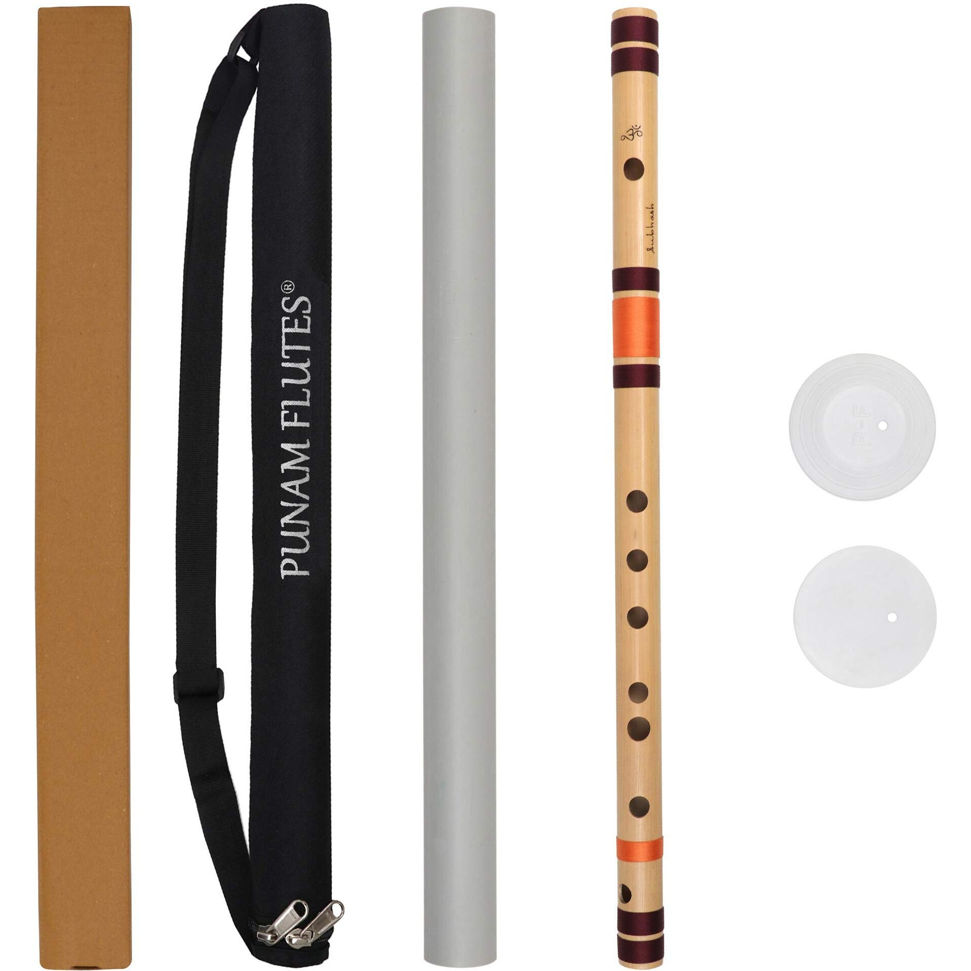 Punam Flutes A Sharp Base Right Hand Bamboo Flute/Bansuri 21.85 Inches