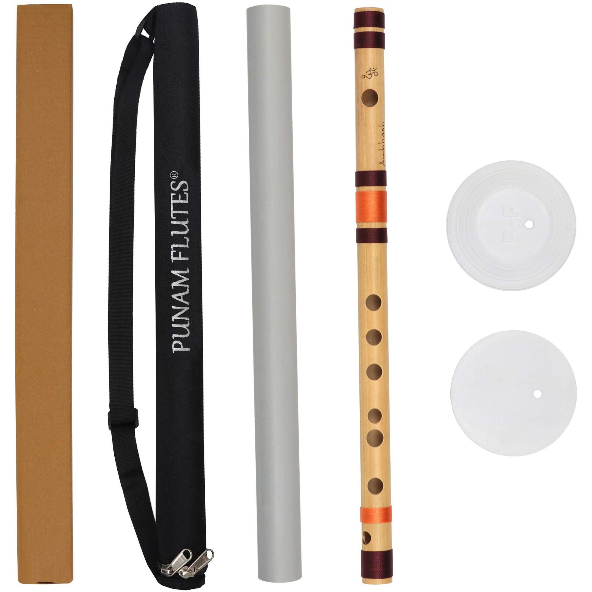 Punam Flutes G Natural Small Right Hand Bamboo Flute Bansuri Size 13 Inches