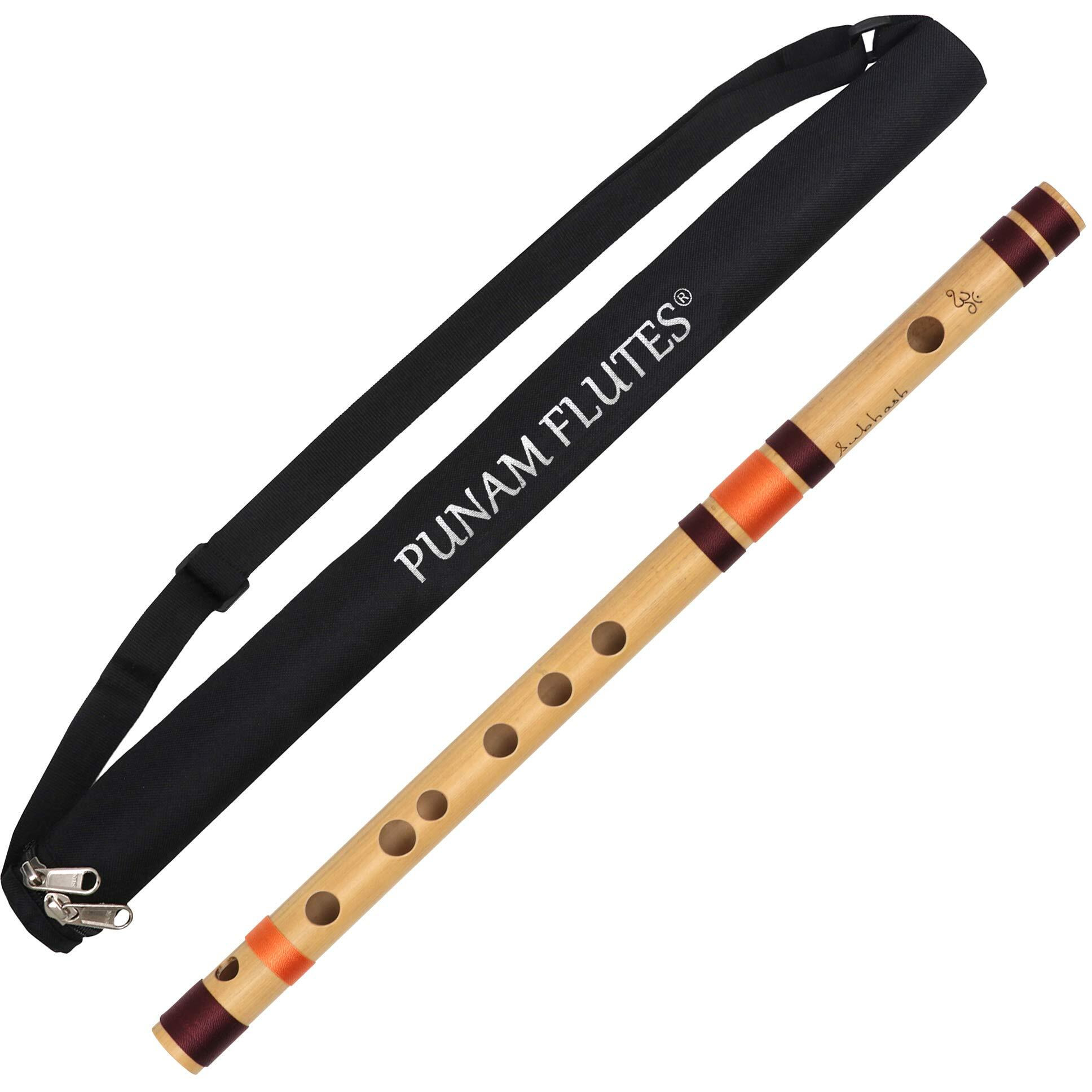 Punam Flutes G Natural Small Right Hand Bamboo Flute Bansuri Size 13 Inches