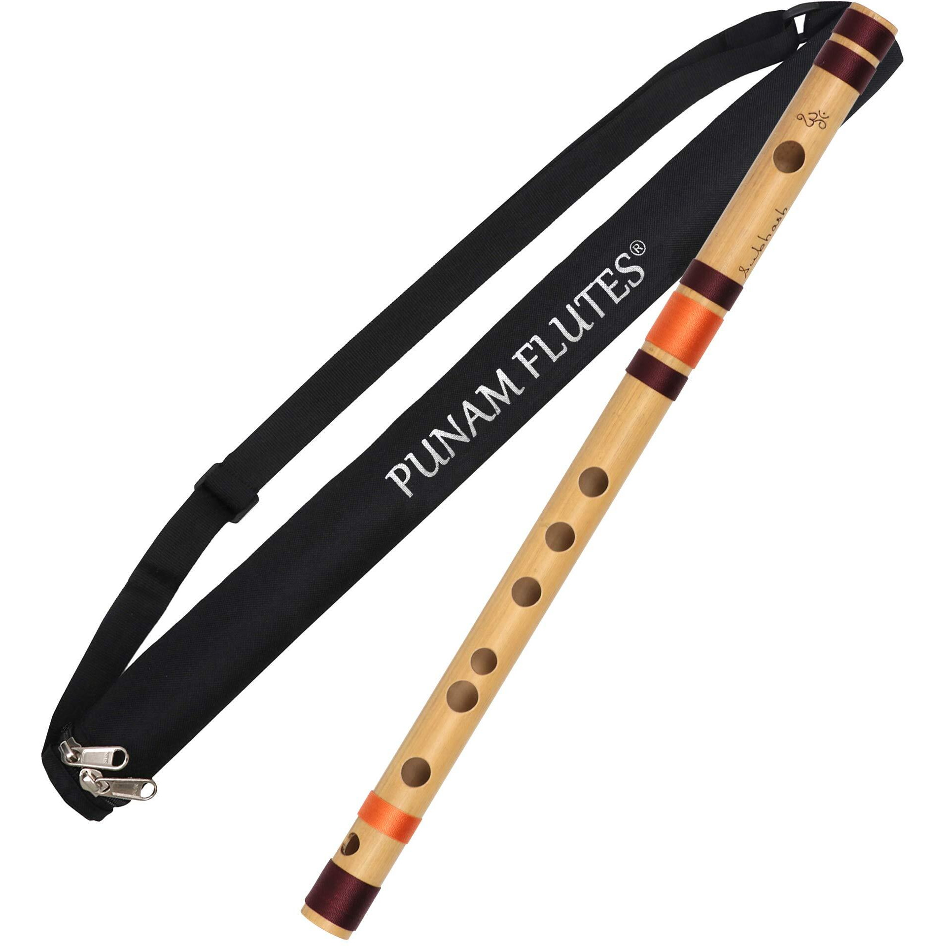 Punam Flutes G Natural Small Right Hand Bamboo Flute Bansuri Size 13 Inches