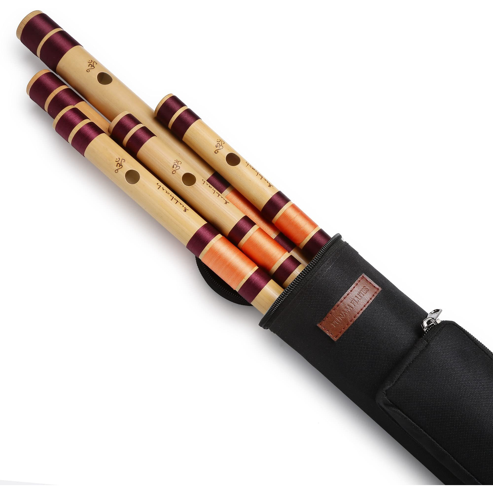 Punam Flutes Combo E, G, A Base And C, D Medium 5 Bansuri Set Right Hand