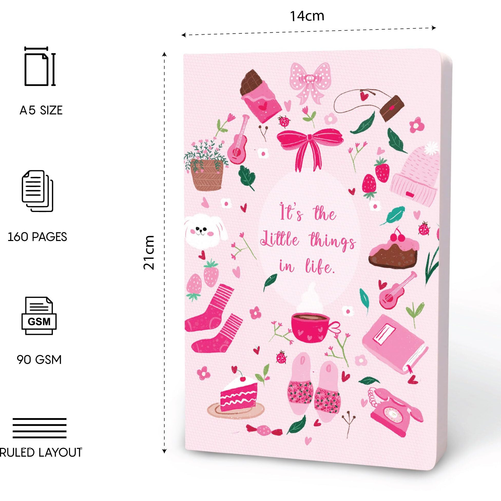 Factor Notes A5 Notebook Ruled | 90 Gsm | 160 Pages(Its The Little Things In Life)