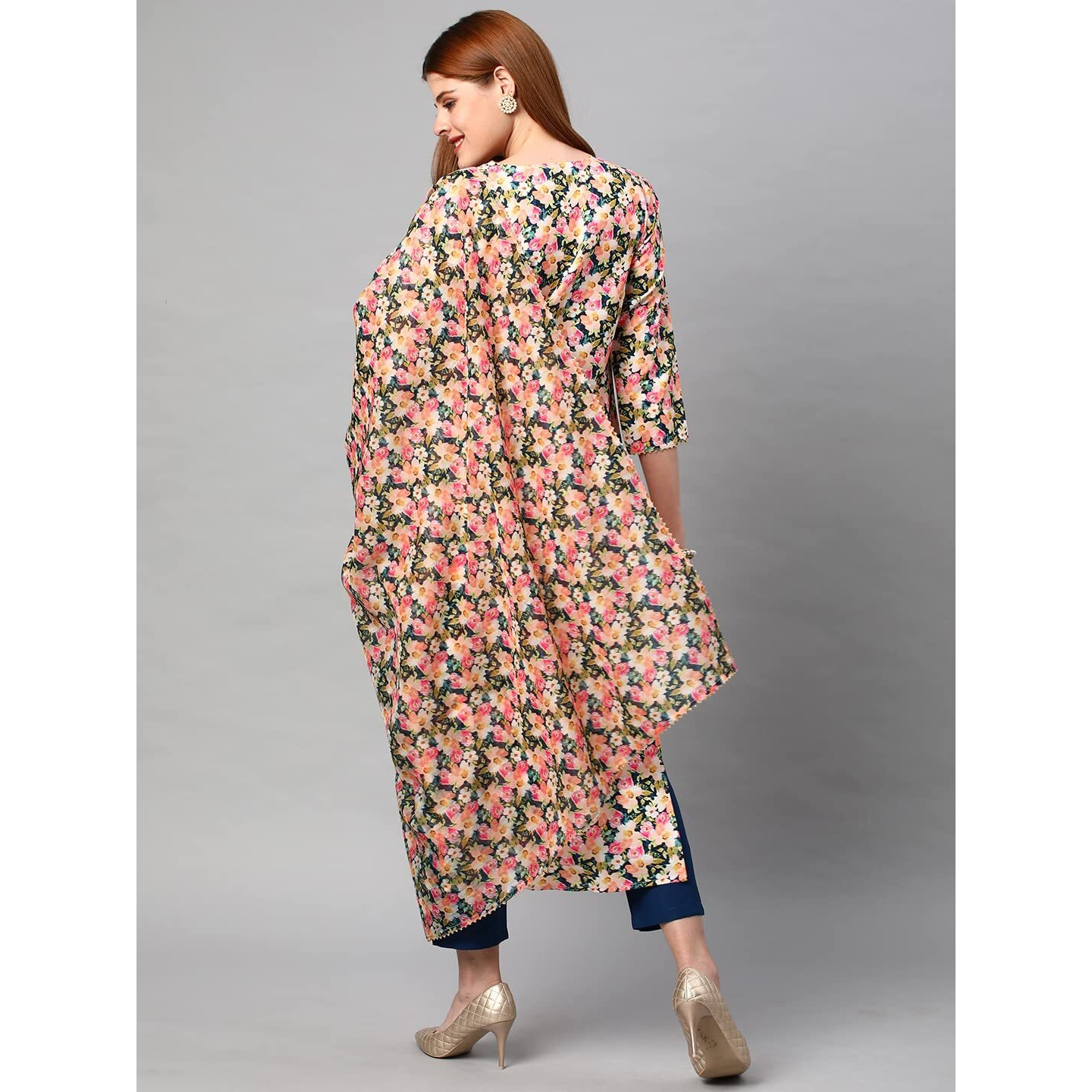 ANNI DESIGNER Women's Cotton Blend Printed Kurta and Pant with Dupatta Set (Welcome-Multi_S_Multicolor_Small)