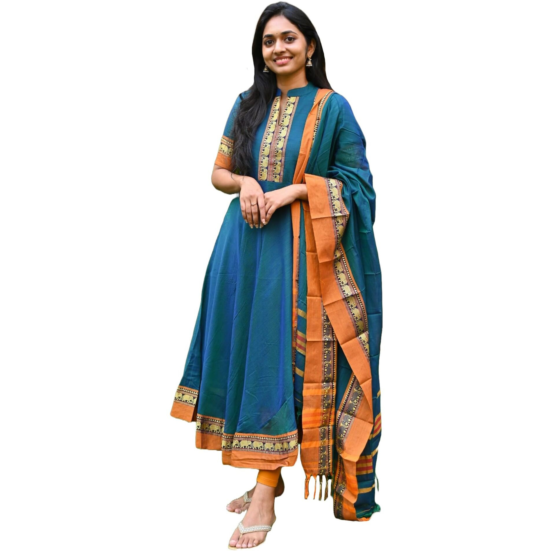 ANNI DESIGNER Women's Rayon Viscose Solid Anarkali Kurta with Dupatta (Samuti Kerosin_XXL_Sky Blue_XX-Large)