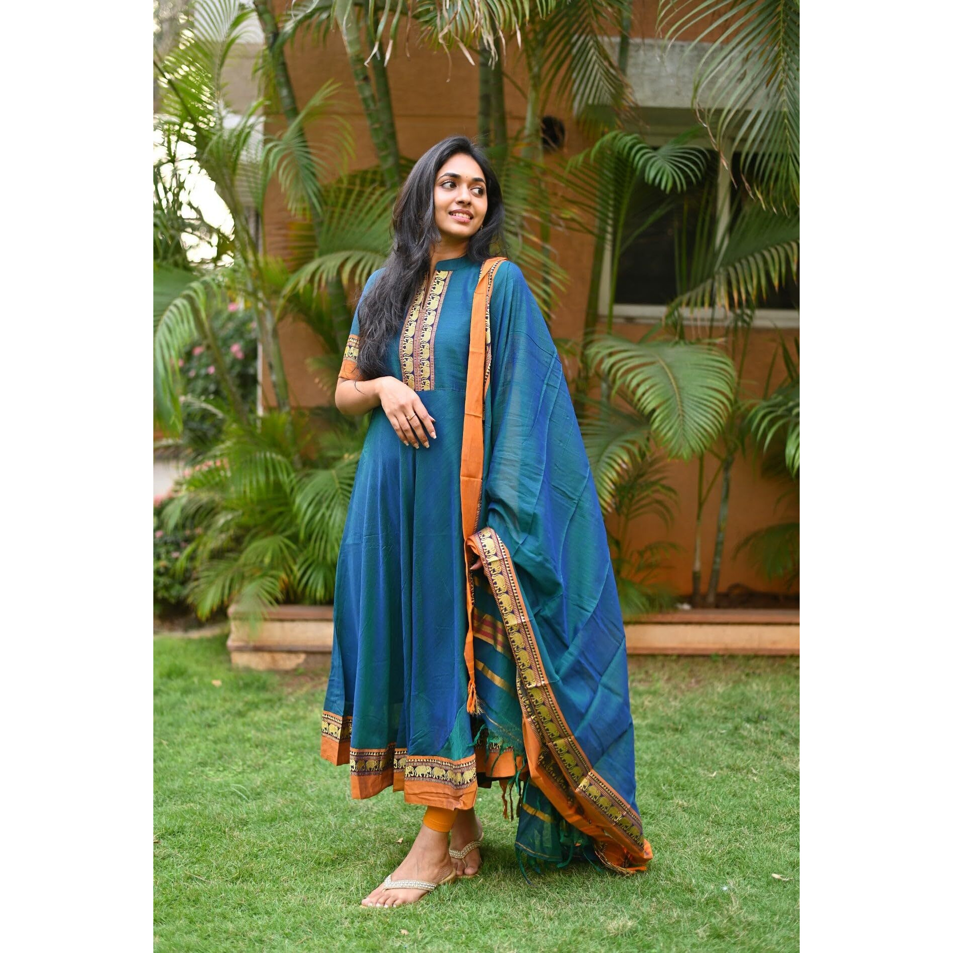 ANNI DESIGNER Women's Rayon Viscose Solid Anarkali Kurta with Dupatta (Samuti Kerosin_XXL_Sky Blue_XX-Large)