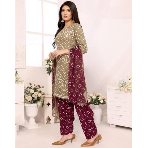 Yashika Women's Crepe Dress Material Set for Women | Unstitched Printed Fabric for Kurta Bottom & Dupatta (YS-BLACK FLOWER-HIRAL BANDHANI)