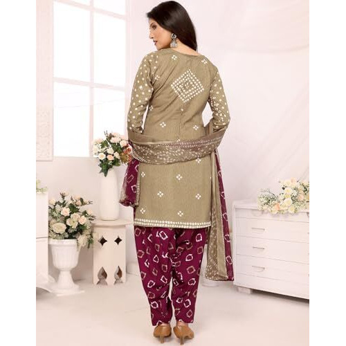 Yashika Women's Crepe Dress Material Set for Women | Unstitched Printed Fabric for Kurta Bottom & Dupatta (YS-BLACK FLOWER-HIRAL BANDHANI)