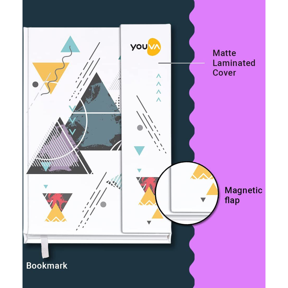 Navneet Youva YOUVA Case Bound Office Note Book Journal With Magnetic Cover,Easy To Carry|Note Down Your Important Information|A5 Size-14.8 CmX21 Cm|Single Line|192 Pages (Color And Design May Vary)