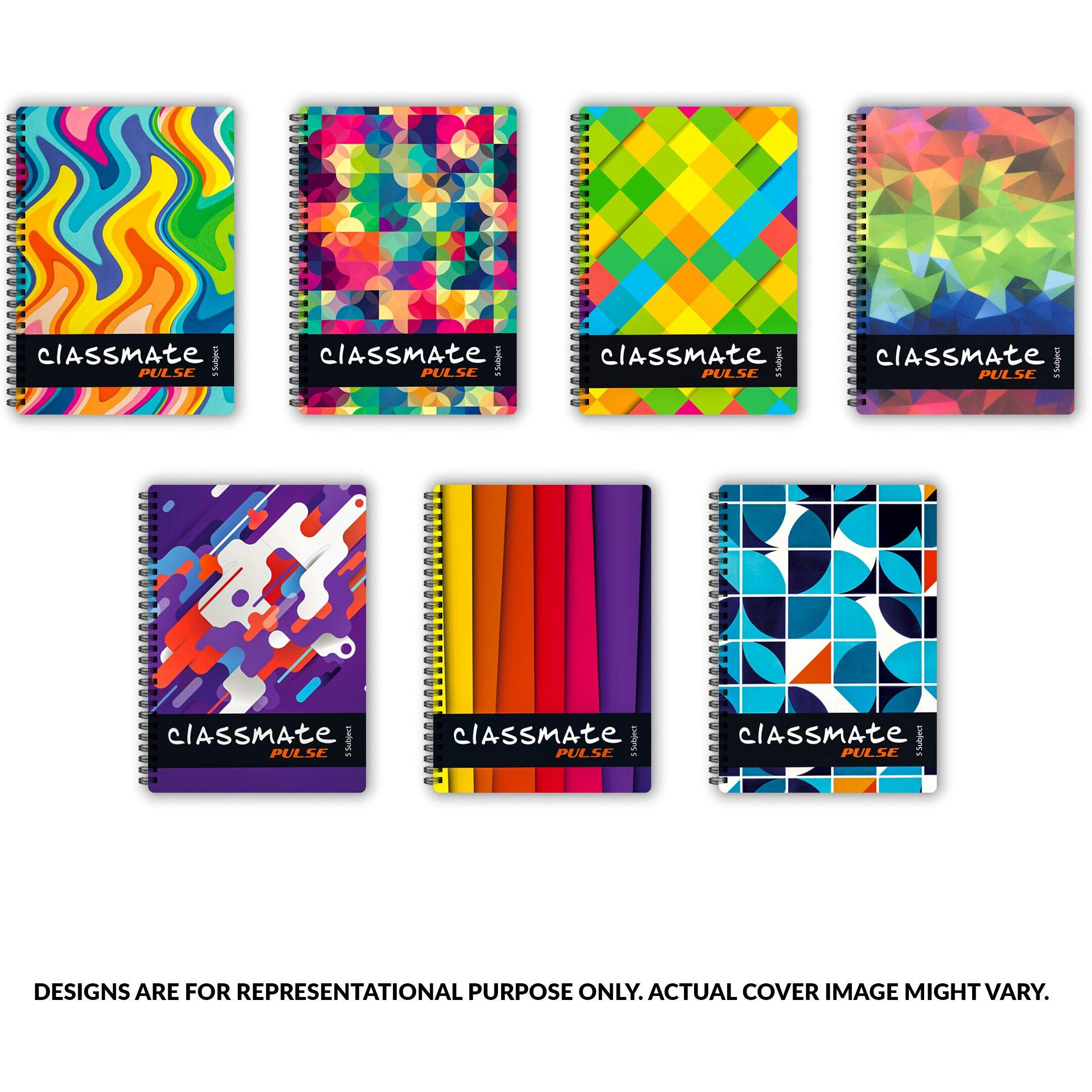 Classmate Pulse 6 Subject Spiral Notebook - Pack of 1 | Single Line | 300 Pages | A4 - 29.7cm x 21.0cm | Attractive Cover Designs | Soft Cover | Notebooks for College Students