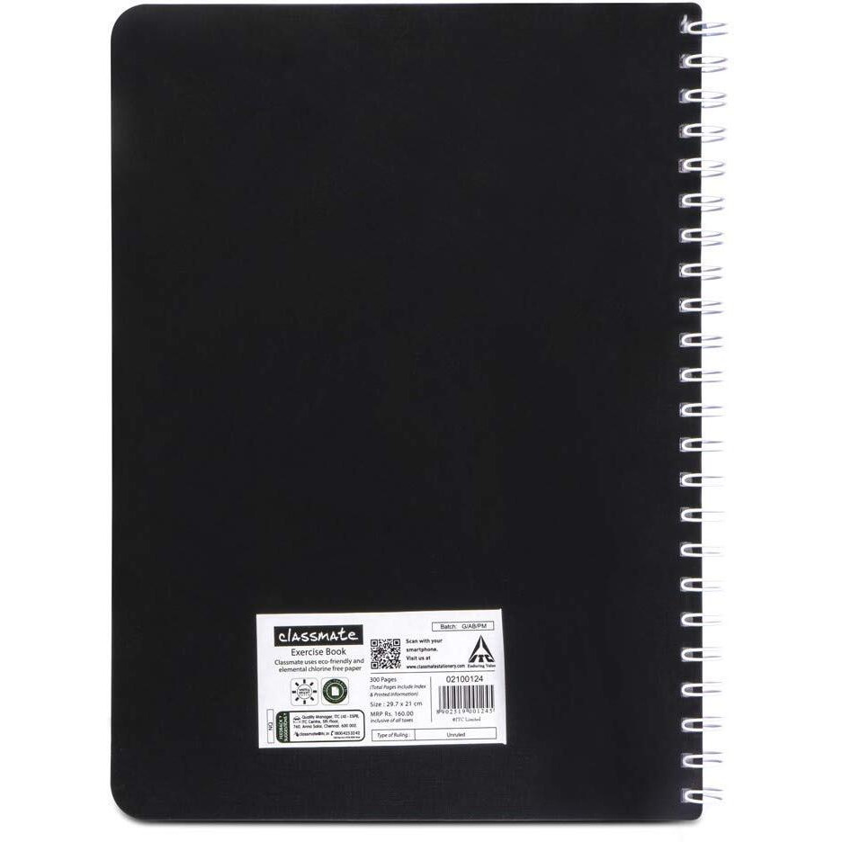 Classmate Pulse 6 Subject Spiral Notebook - Pack of 1 | Unruled | 300 Pages | A4-29.7cm x 21.0cm | Attractive Cover Designs | Soft Cover | Notebooks for College Students