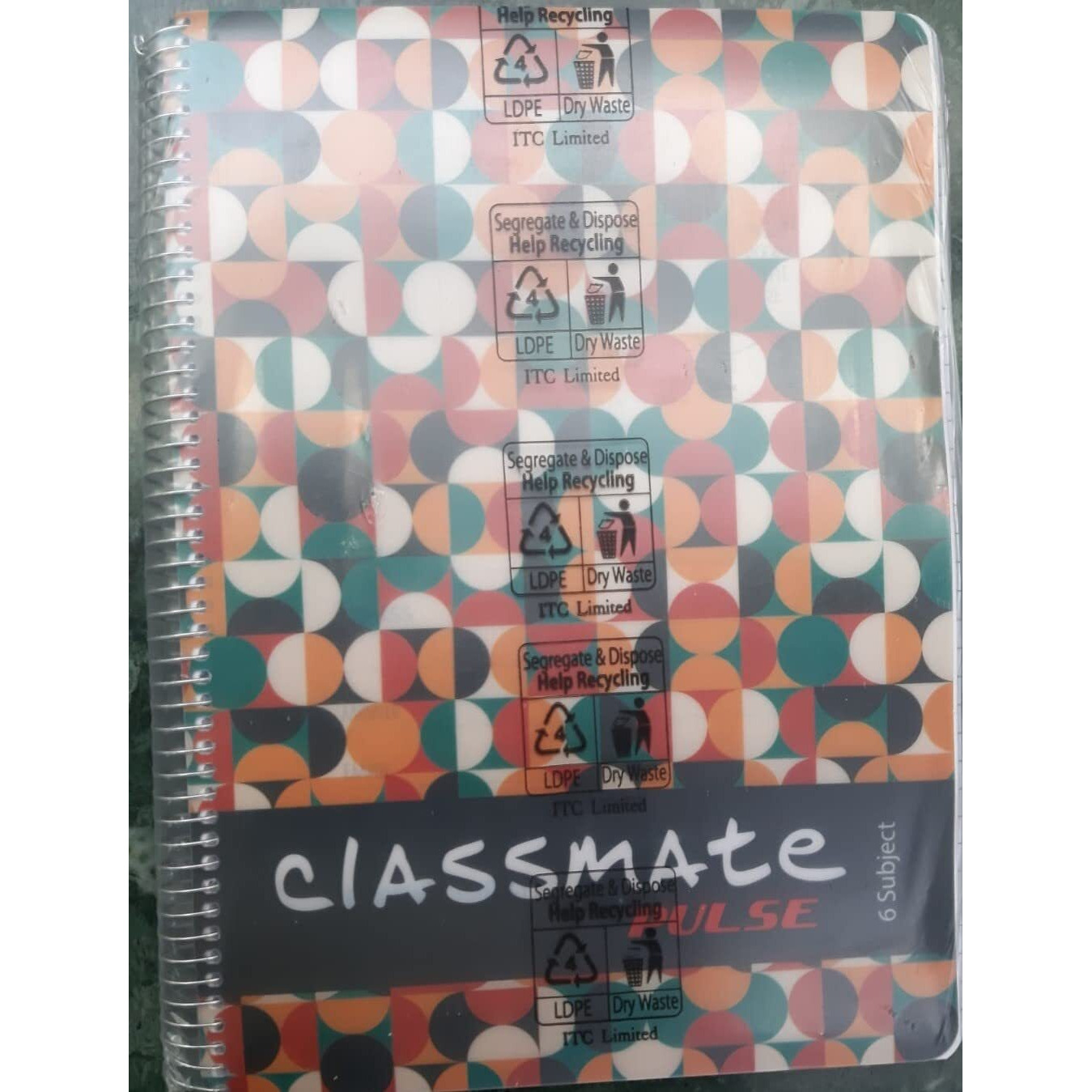 Classmate Pulse 6 Subject Spiral Notebook - Pack of 1 | Single Line | 400 Pages | A4-29.7cm x 21.0cm | Attractive Cover Designs | Soft Cover | Notebooks for College Students (cover may vary as per availability)