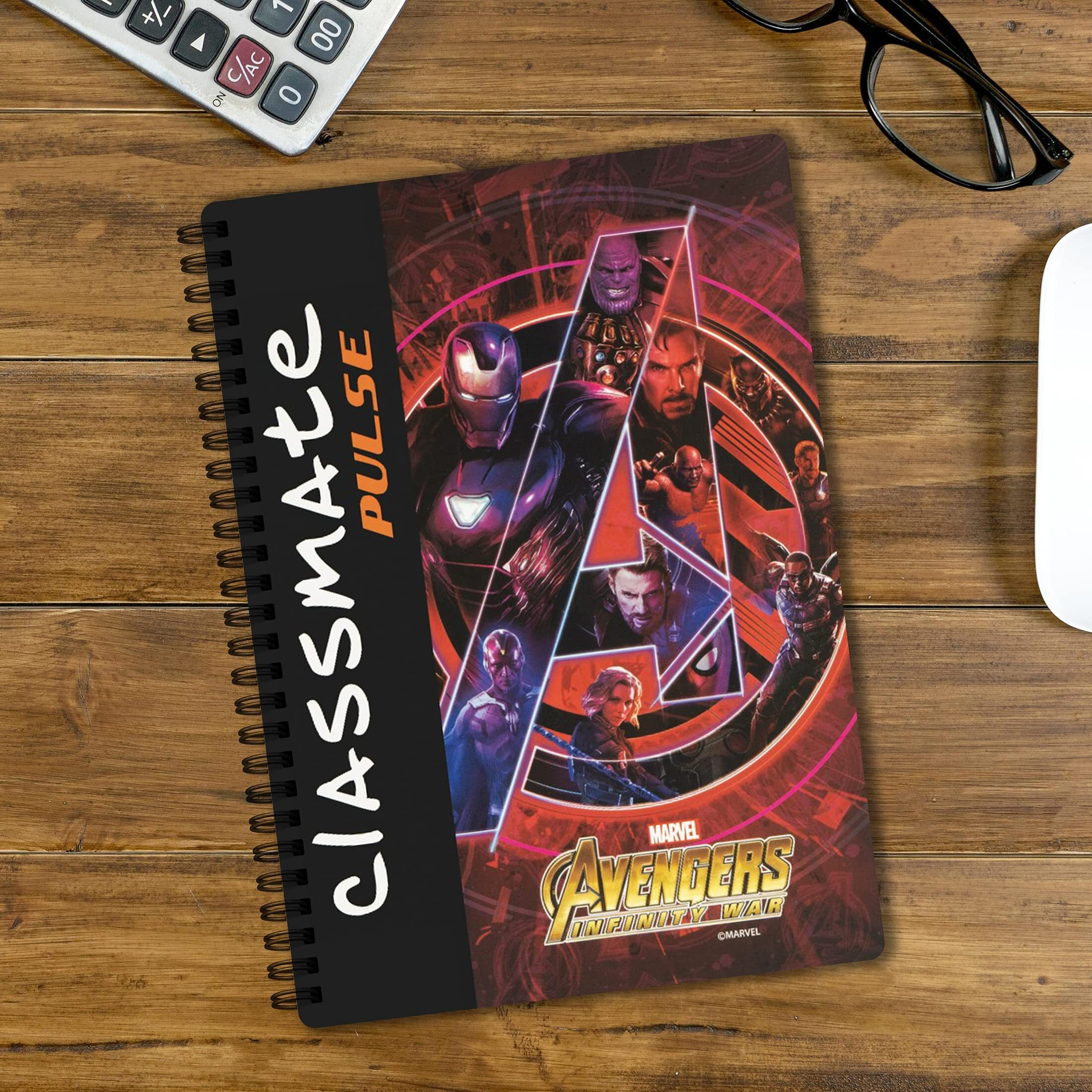 Classmate Pulse Single Subject Spiral Notebook - Pack of 4 | Single Line | 180 Pages | 24.0cm x 18.0cm | Attractive Cover Designs | Soft Cover | Notebooks for College Students