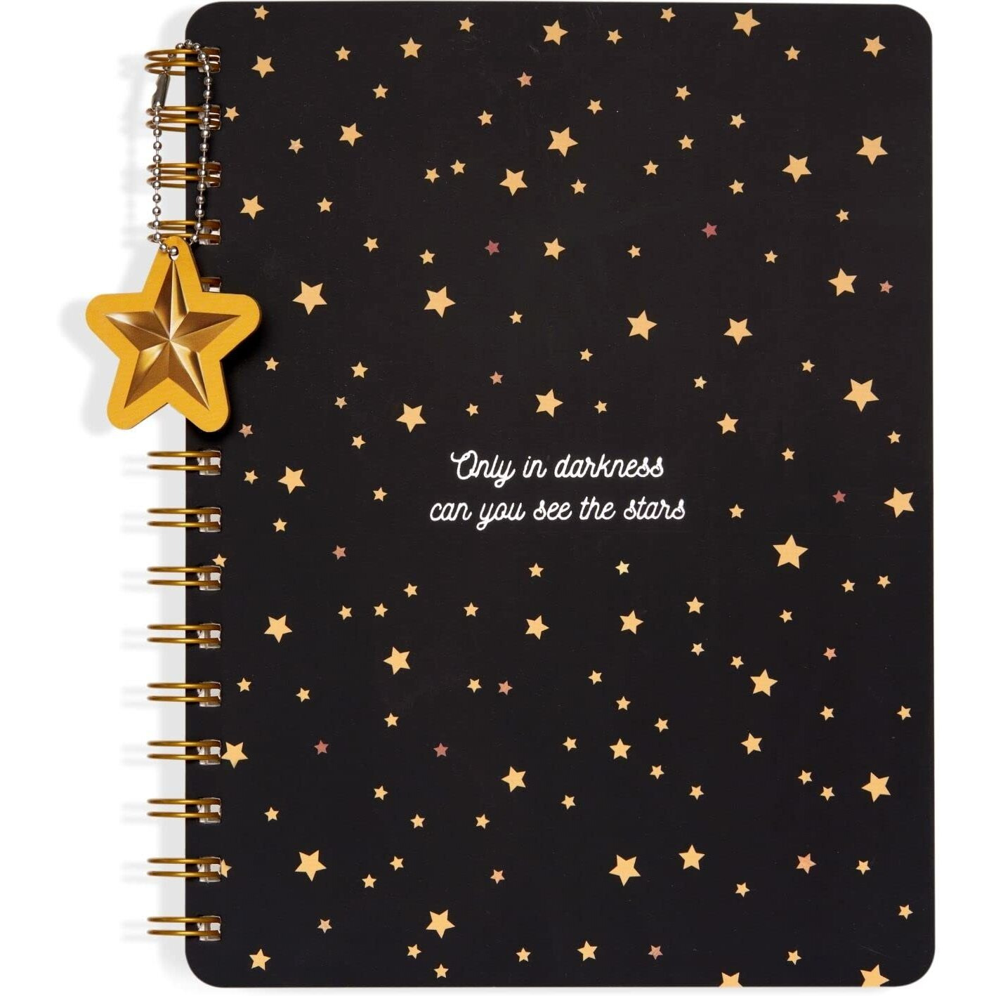 DOODLE B5 Hardbound Wiro Notebook with Theme Based Dangler, 160 Undated Ruled Pages, 80gsm Acid Free Recyclable Paper, Open Flat and Write Comfortably, 2 Sticker Sheets(Twinkling Stars)