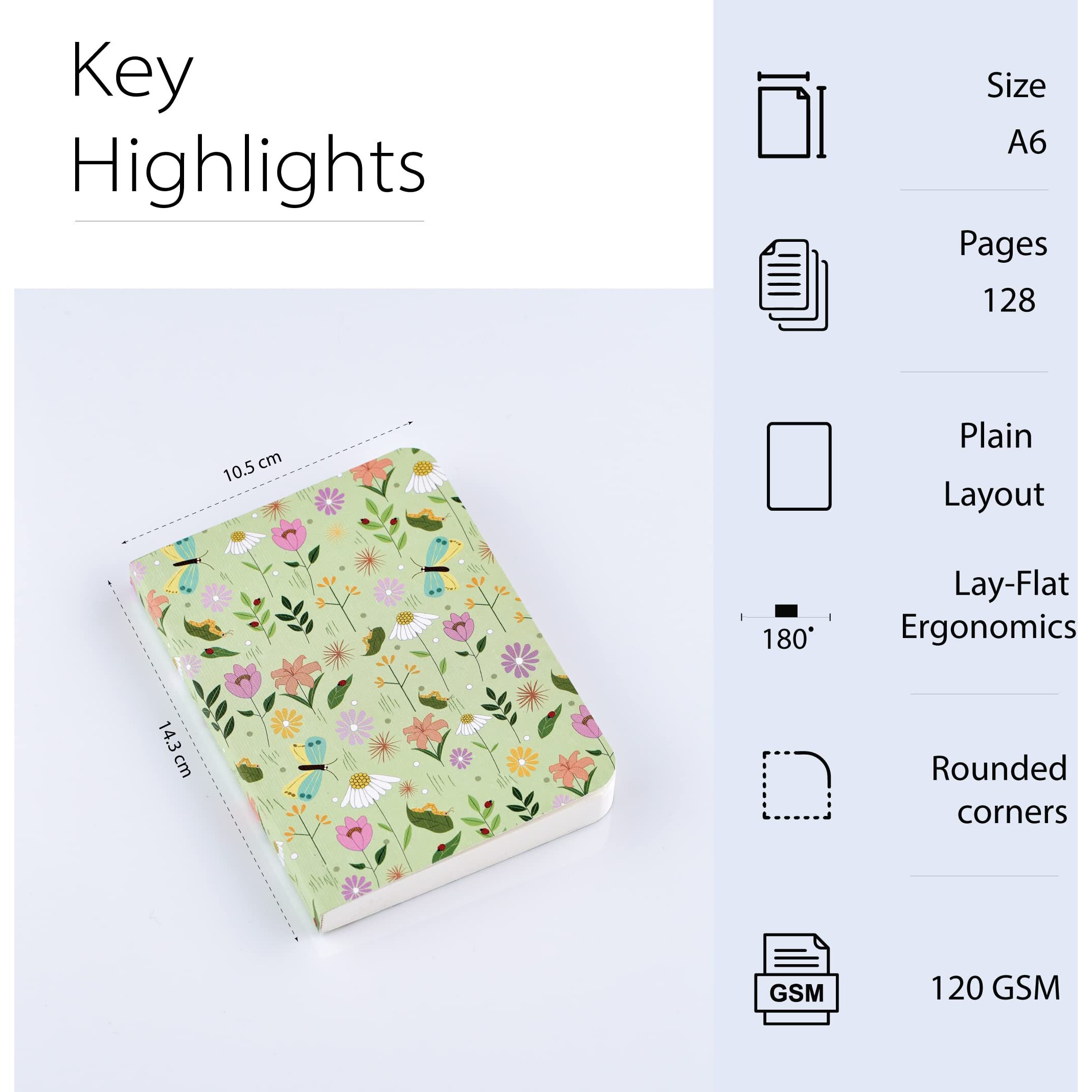 FACTOR NOTES Paper Sketchbook A6 Pocket Sized, Textured Fine Grain Medium Surface 120 GSM (Budding Life), Oil Paint