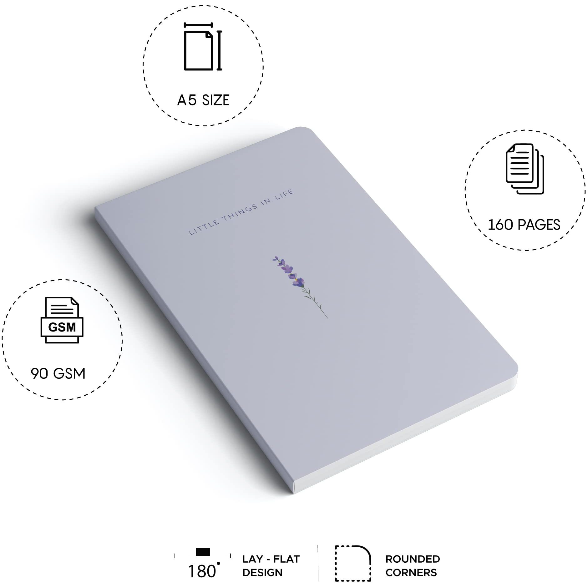 FACTOR NOTES A5 Notebook Ruled | 90 GSM | 160 Pages (Little Things)