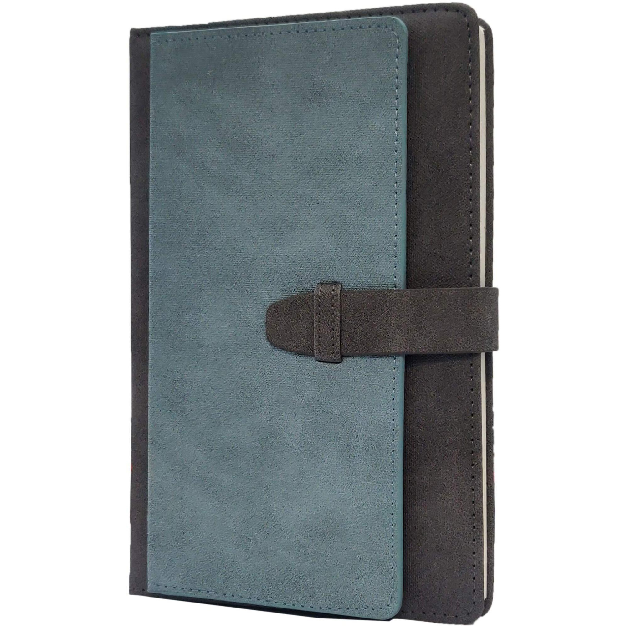 AccuPrints Diary Grey Green Hard Bound A5 or 5.8 * 8.3 inches Notebook Diary with PU Leather Belt Lock Pages 200 for Office