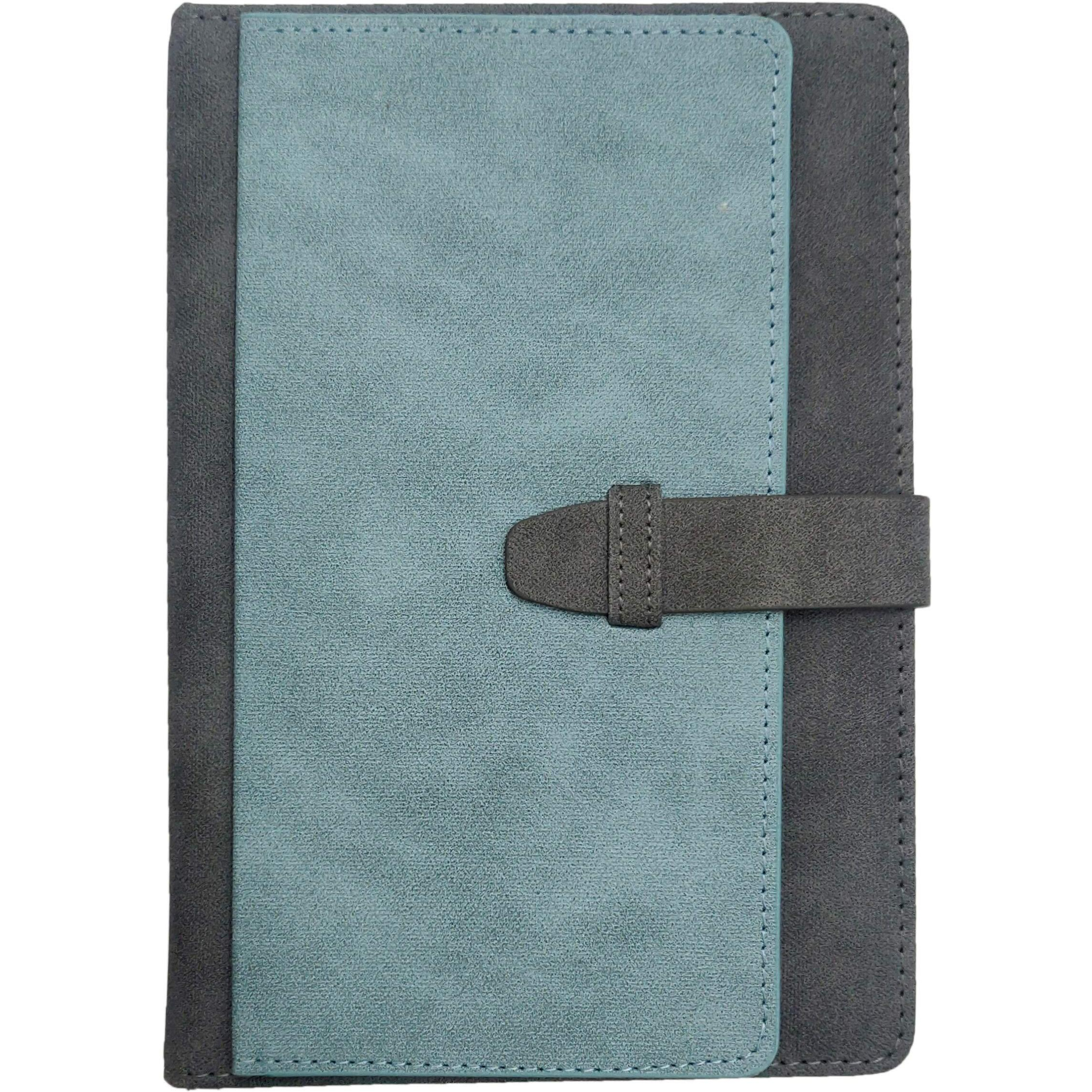 AccuPrints Diary Grey Green Hard Bound A5 or 5.8 * 8.3 inches Notebook Diary with PU Leather Belt Lock Pages 200 for Office