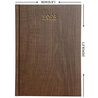 Anupam Dash 2025 Diary with Dates, 2025 Daily Planner Full Page Per Day with Monthly Calendar, New Year Diary 2025 80 GSM Size A5 21x14cm, 365 Days Aesthetic Book & Daily Diary for Office - Wood Brown