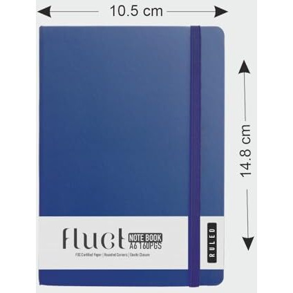 Anupam Fluct Lined Journal Notebook, 160 Pages College Ruled Notebook, 80 Gsm Paper Thick Journal, A6 Matte Finish PVC Cover Journals for Writing Office School Supplies (Blue)