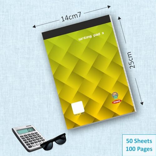 Anupam Writing Pad 17x25cm Lined Paper Wide Ruled 50 Sheets Notepads, Micro Perforated Notebook with Strong Rorust Material Back Board for School, College, Office, Business (Size  3)