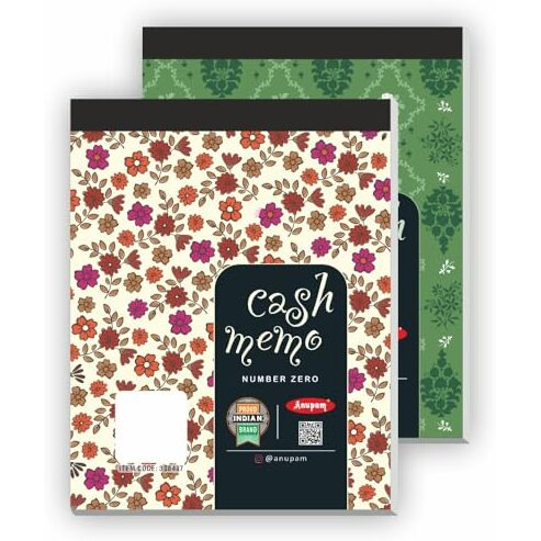 Anupam Bill Book Cash Memo, Approval Slip, Estimate Slip, Credit Memo Perforated 11x14cm 100 Original + 100 Duplicate Pages Book for Shop,Office,Institute,Home (Size  0)