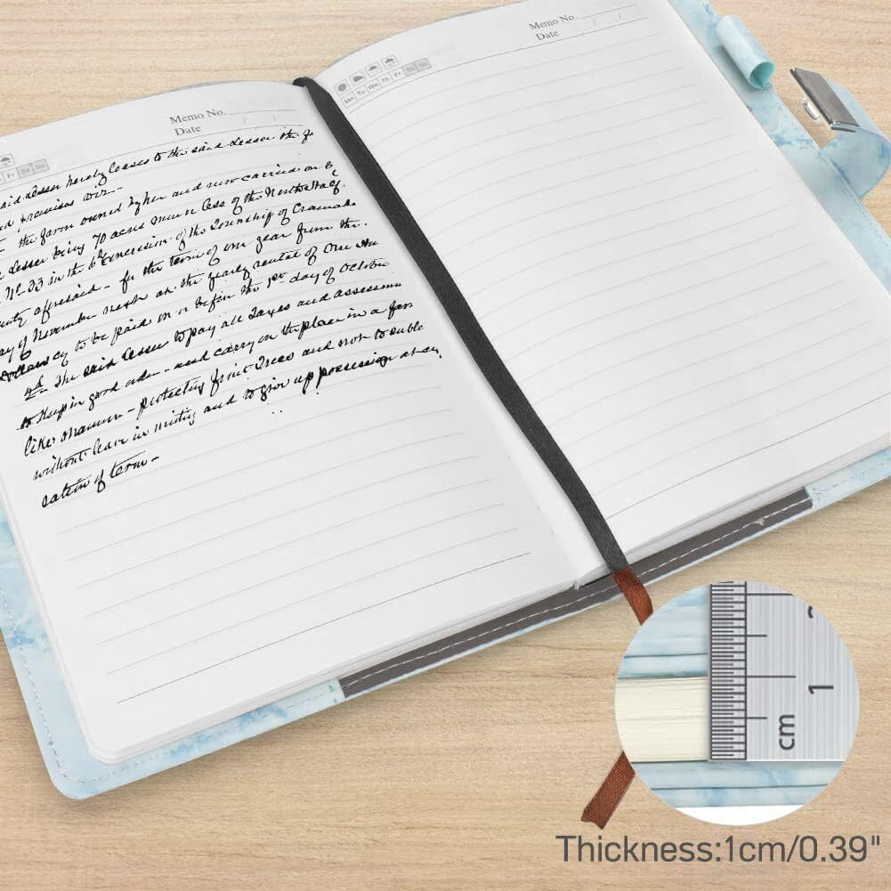AccuPrints PU Leather 2024 Notebook Diary with Lock, Size 6 by 8 inch or A5 with Combination Password Journal- Pages 200 undated Parent (Blue Marbel)