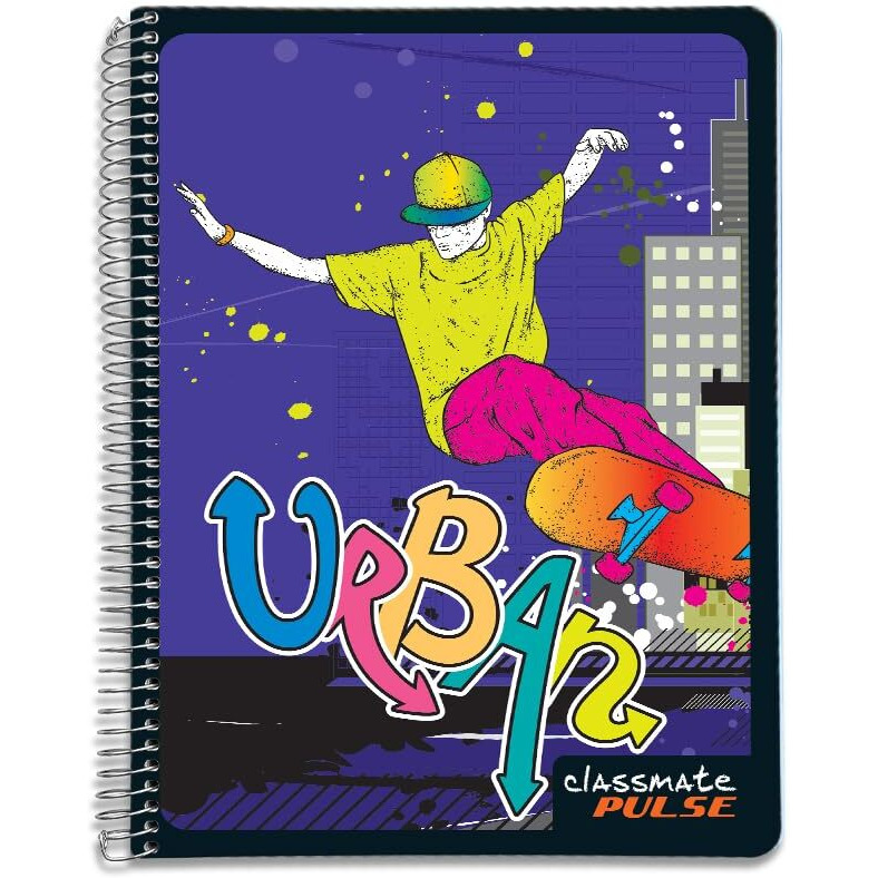 Classmate Pulse Single Subject Spiral Notebook - Pack of 1 | Single Line | 180 Pages | A4-29.7cm x 21.0cm | Attractive Cover Designs | Soft Cover | Notebooks for College Students