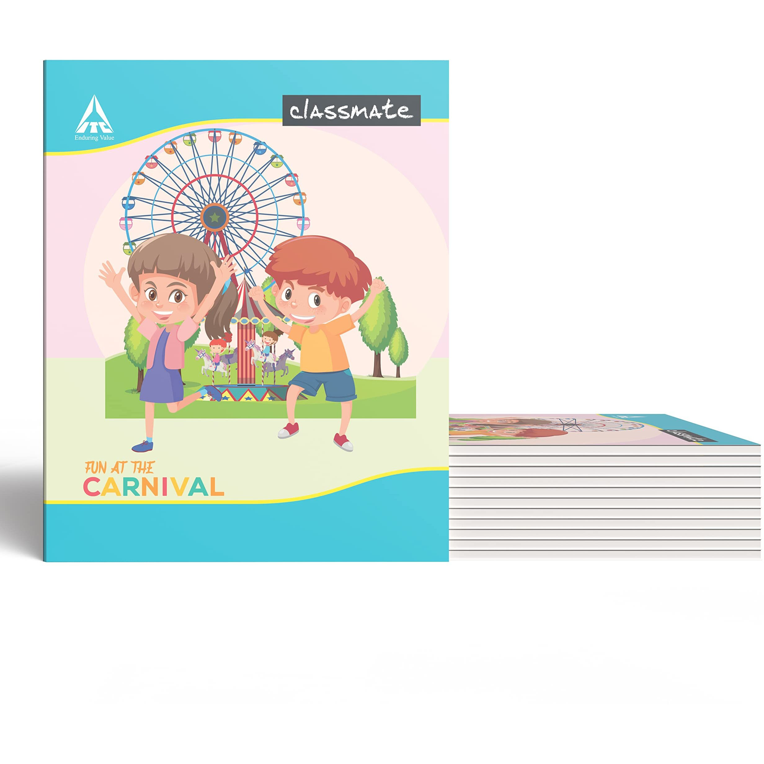 Classmate Short Size Notebook - 128 Pages | Single Line | 21.0cm x 17.0cm | Pack of 12 Notebooks | Short Size Ruled Notebook for School Students